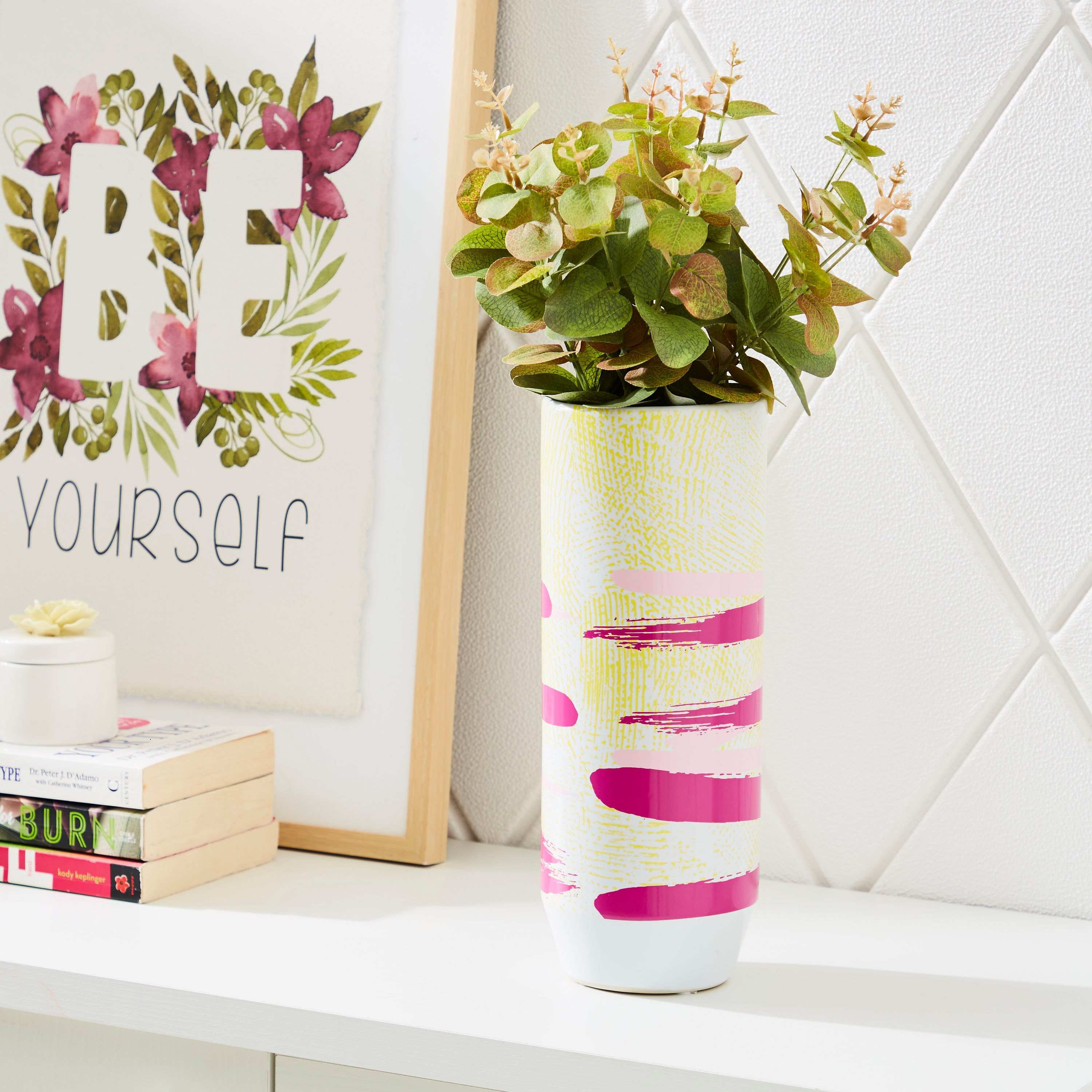 مزهرية أسطوانية سيراميك من فورتيكس - 12x12x30 سم-hbxbedroom-decorandaccessories-vases-image-1