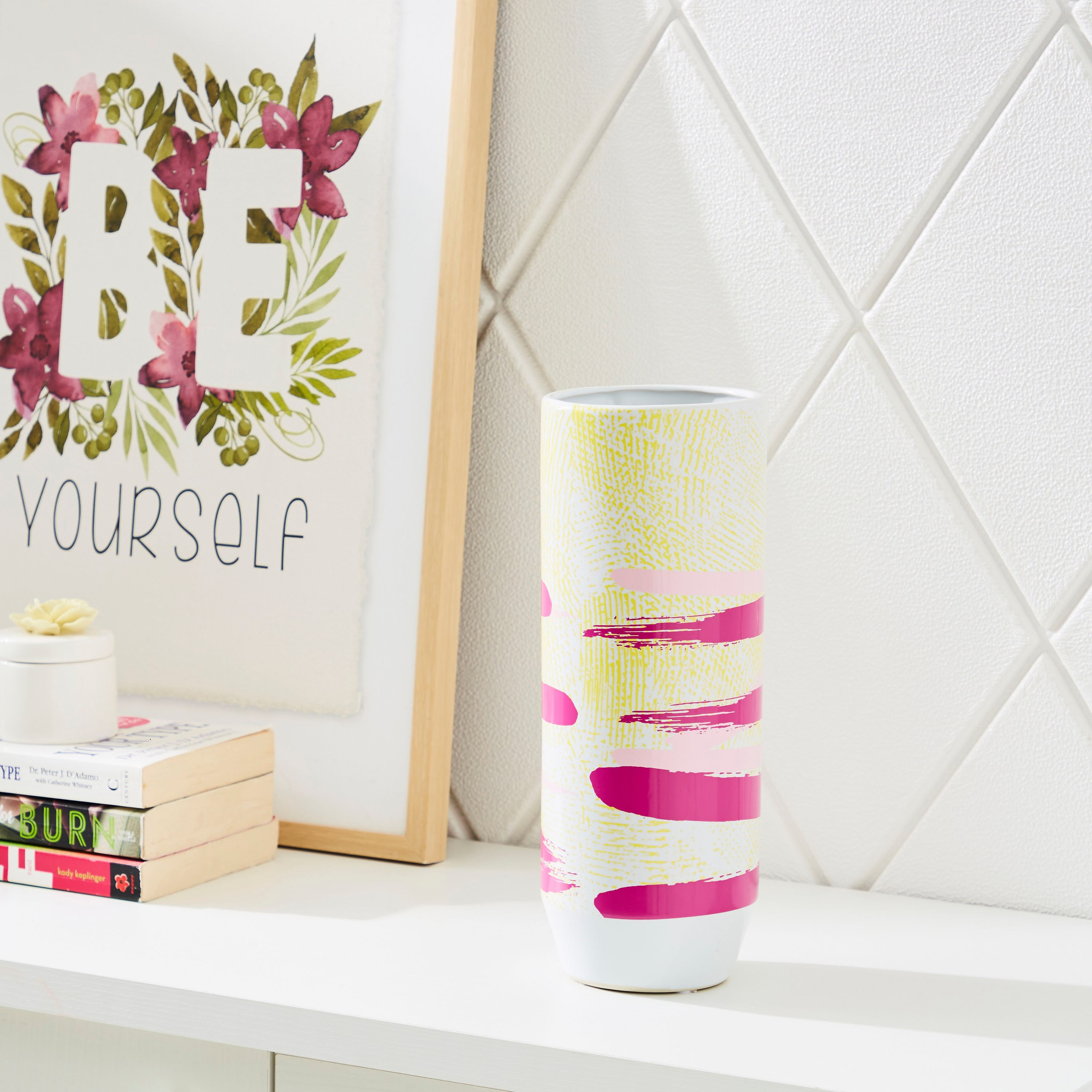 مزهرية أسطوانية سيراميك من فورتيكس - 12x12x30 سم-hbxbedroom-decorandaccessories-vases-image-2