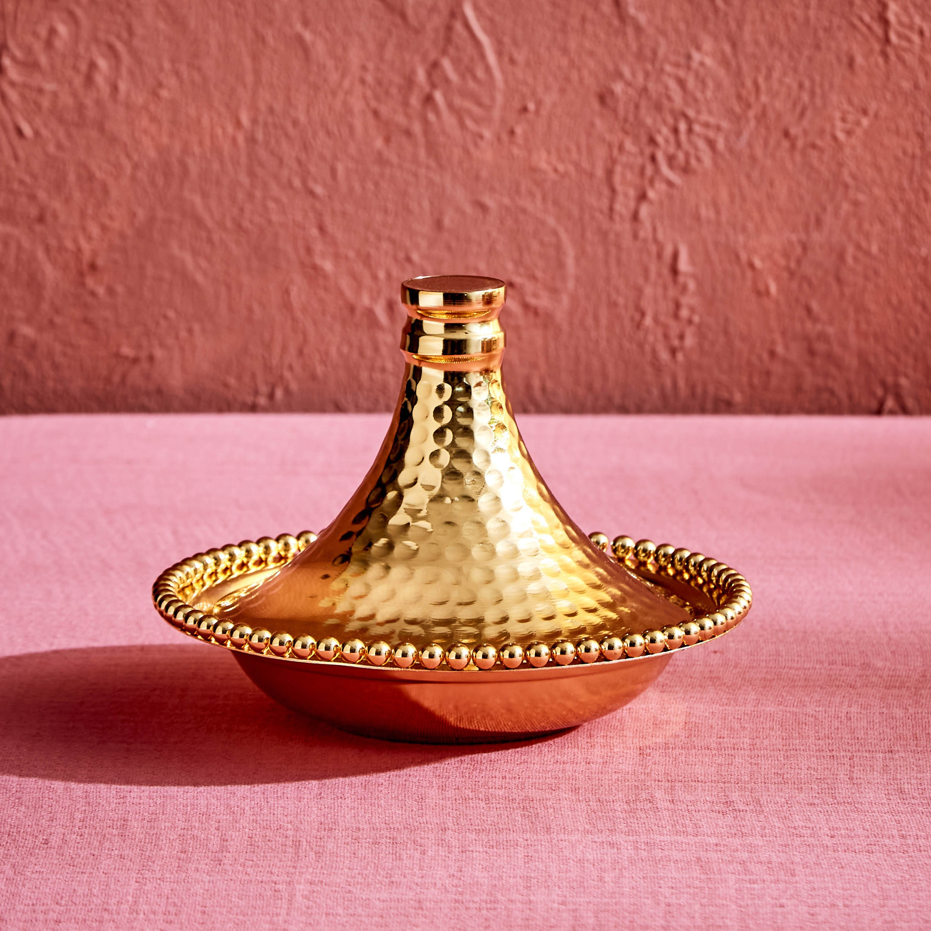 Trendy Gold Round Serving Bowl with Metal Cover-hbxdecorandfurnishings-tabletop-serveware-image-1