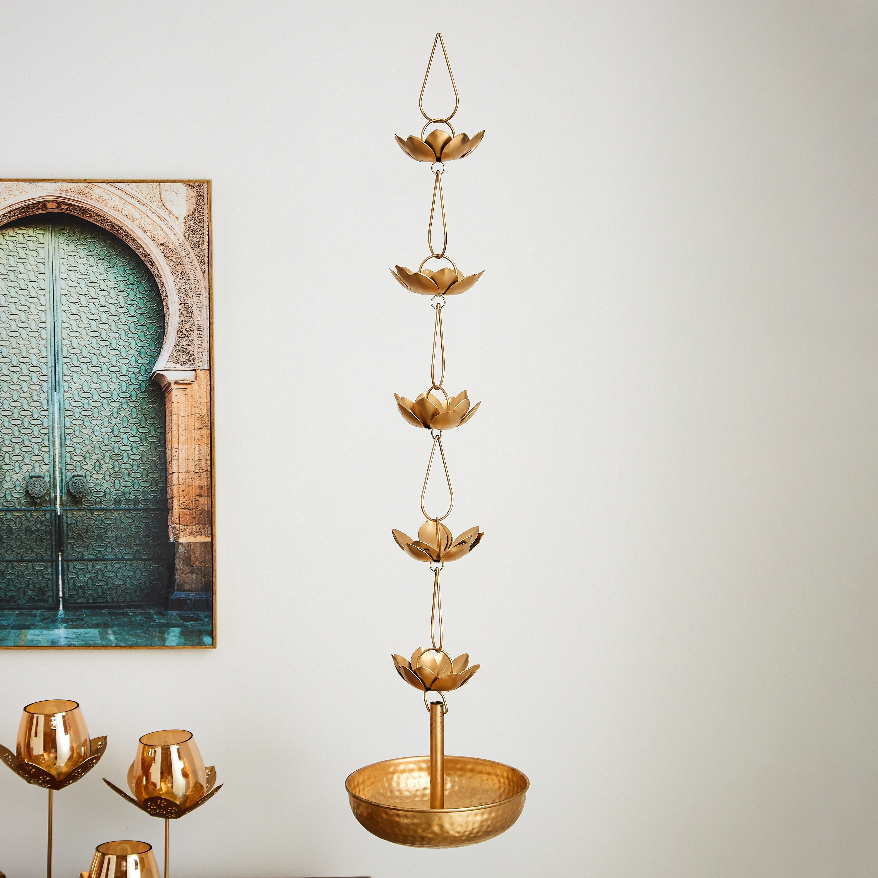 حامل شموع  صغيرة معدني معلق من سمرقند - 20x20x89 سم-hbxlivingroom-decorandaccessories-candleholders-image-1