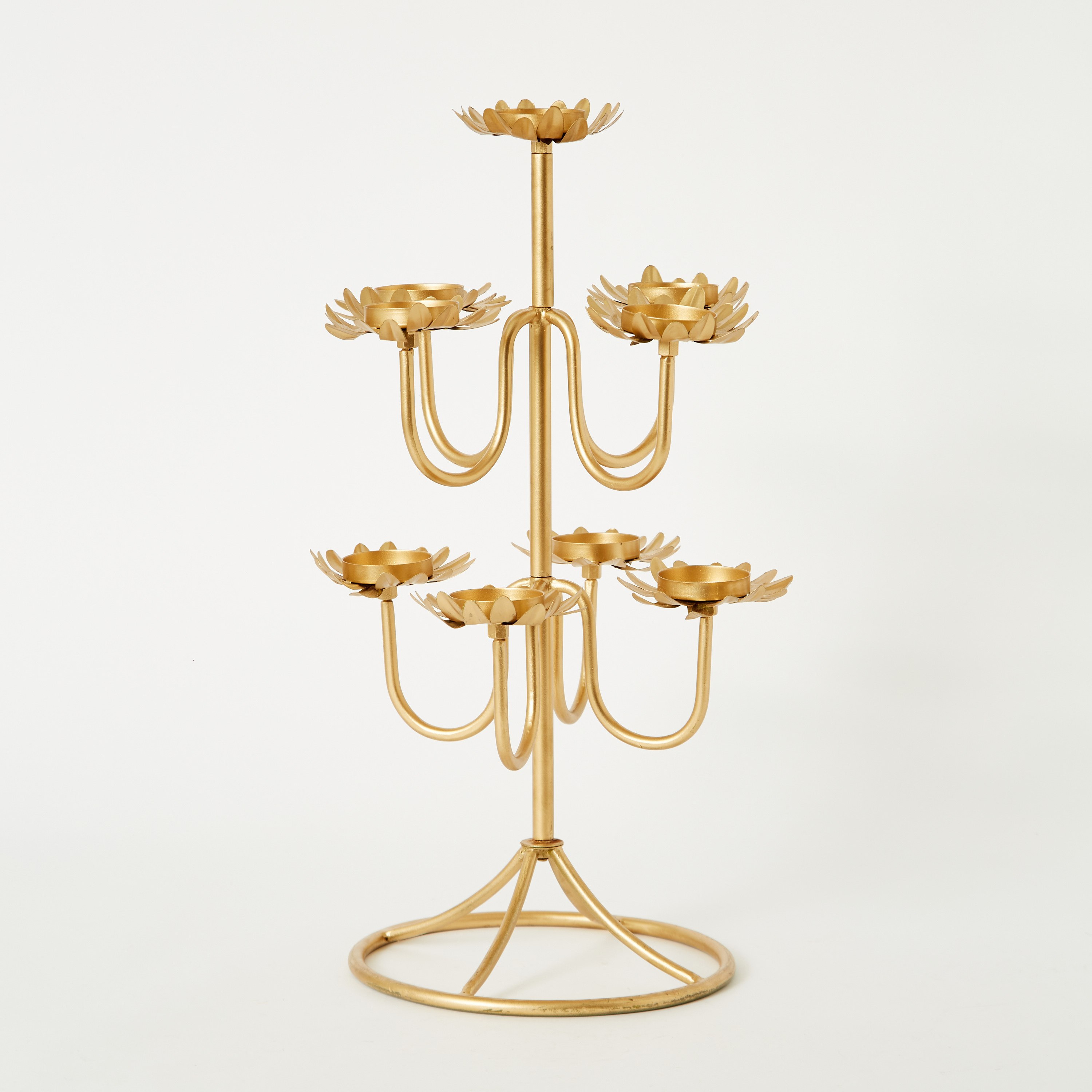 حامل لـ9 شموع صغيرة من سمرقند ميتال لوتس شاما - 30x30x50 سم-hbxlivingroom-decorandaccessories-candleholders-image-6