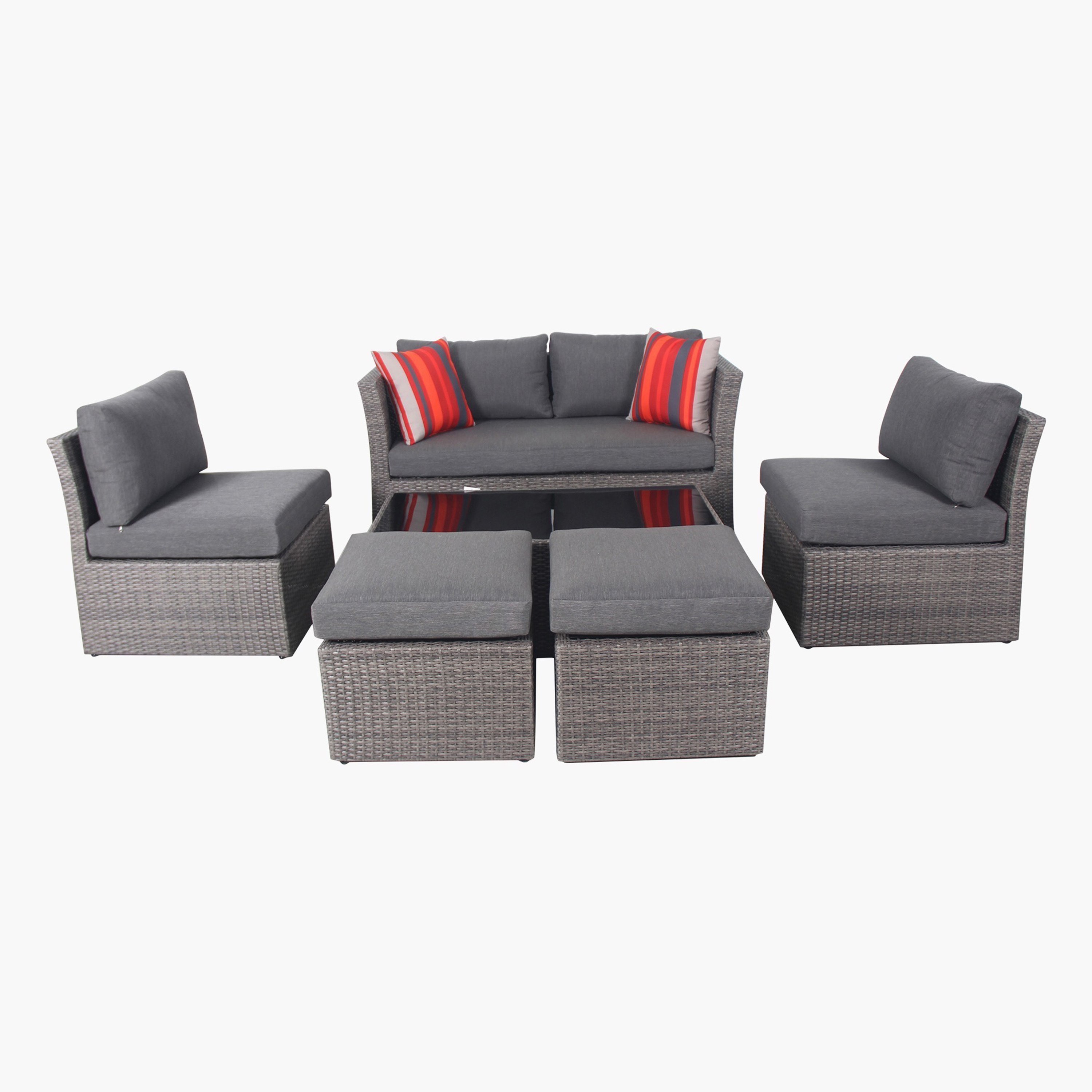 Bensa 2+1+1 Seater Outdoor Cushioned Sofa Set with 2 Ottomans and Coffee Table-hbxfurniture-sofasandarmchairs-sofasets-image-16