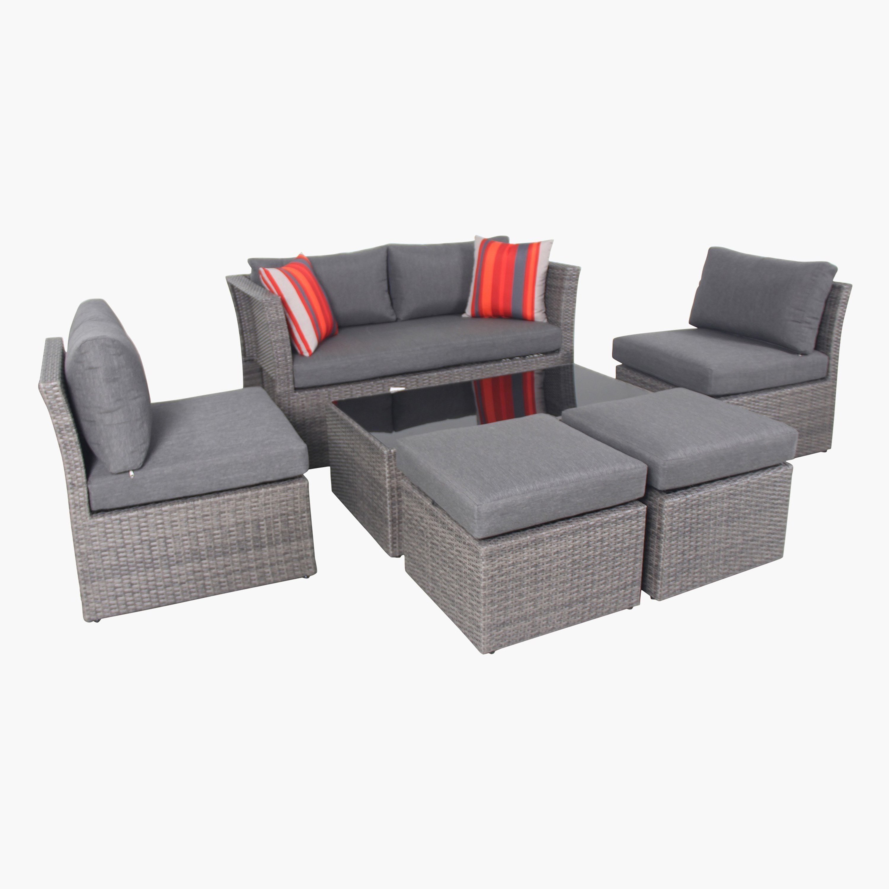 Bensa 2+1+1 Seater Outdoor Cushioned Sofa Set with 2 Ottomans and Coffee Table-hbxfurniture-sofasandarmchairs-sofasets-image-17