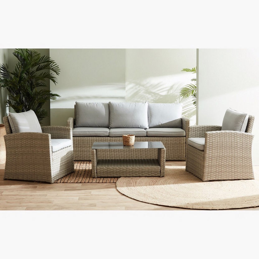 Arley 3+1+1 Seater Outdoor Cushioned Sofa Set with Coffee Table-Sofa Sets-image-0