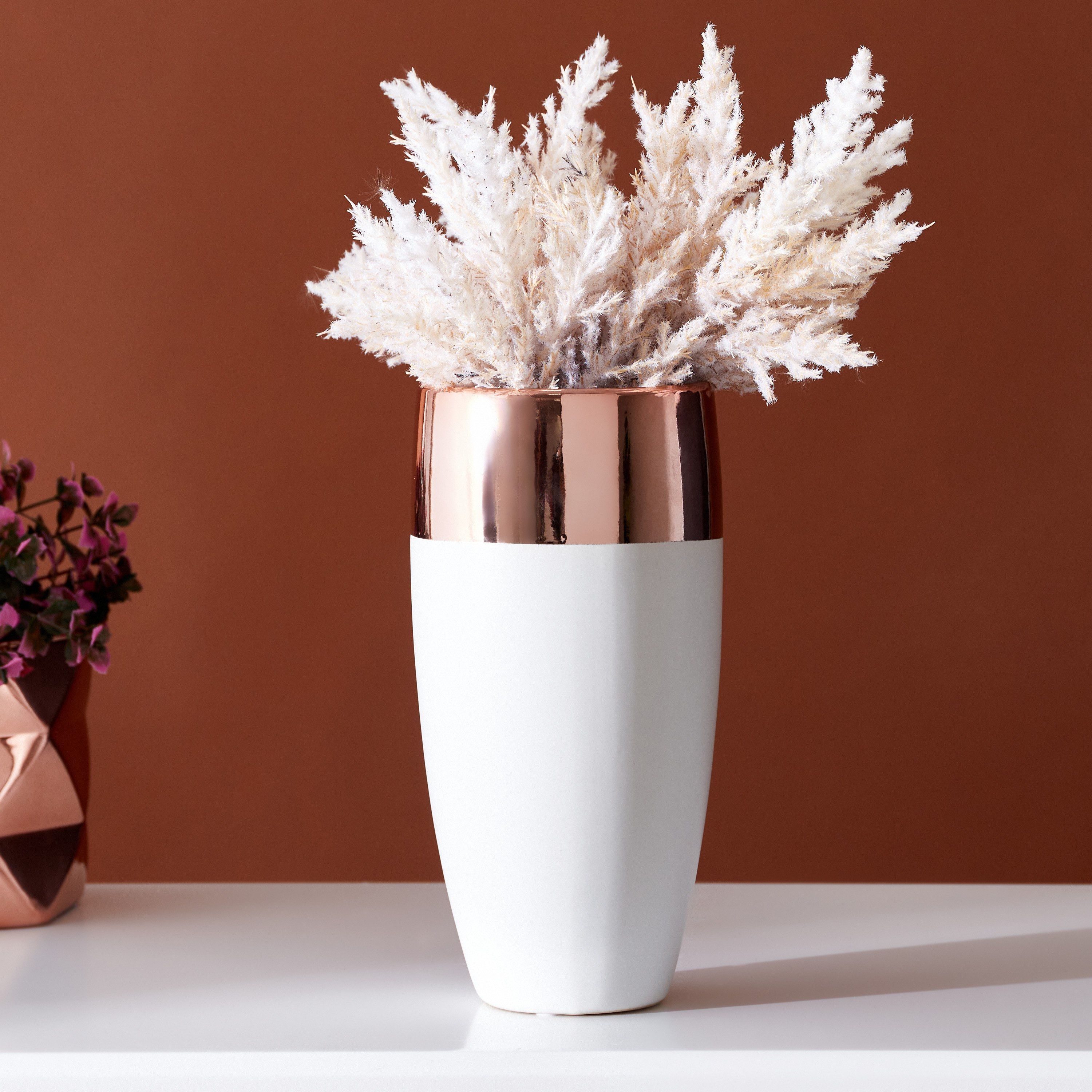 Tyrion Dual Tone Conical Ceramic Vase - 12x12x26 cm-hbxbedroom-decorandaccessories-vases-image-2