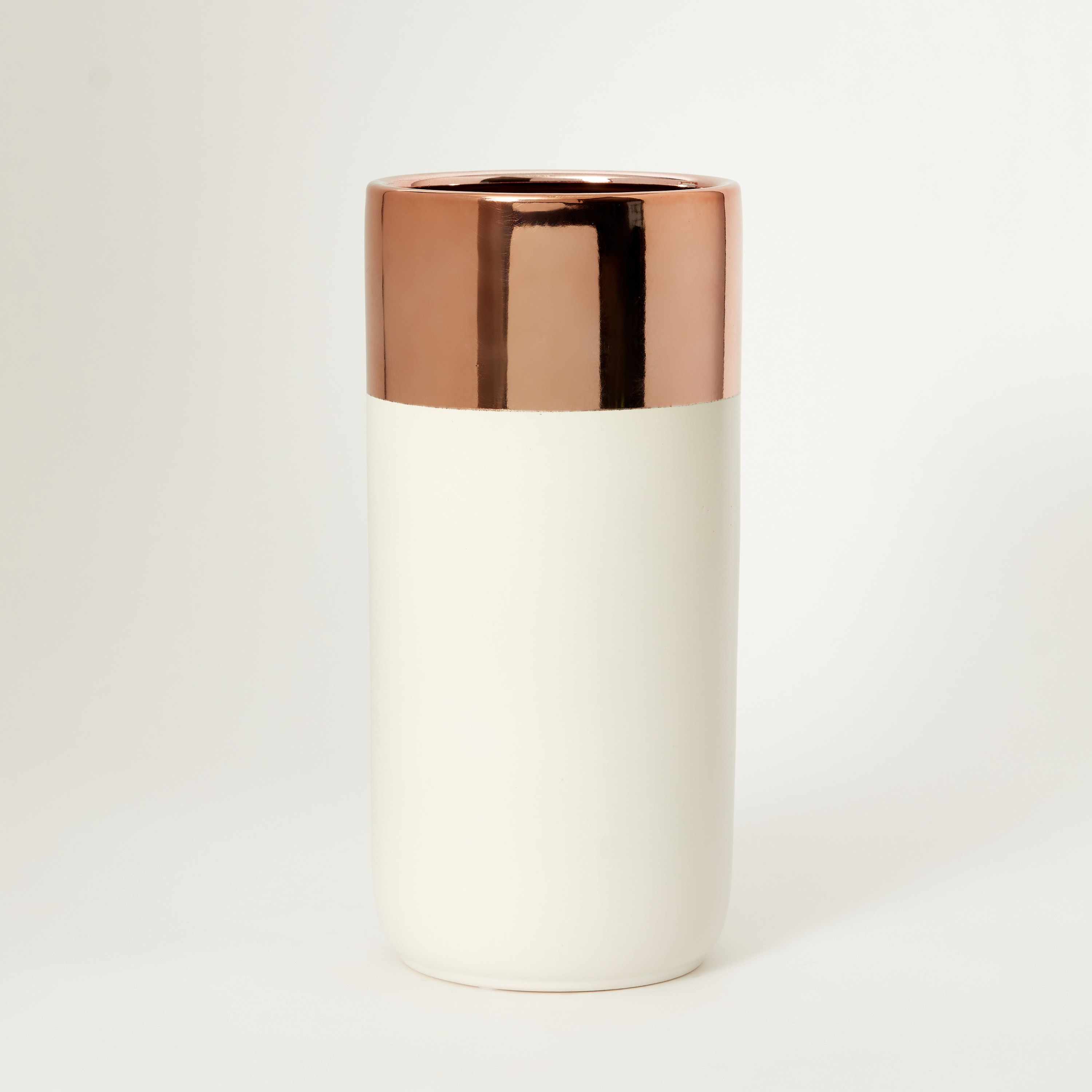 مزهرية سيراميك أسطوانية ثنائية اللون من تيريون - 11x11x24.5 سم-hbxbedroom-decorandaccessories-vases-image-5