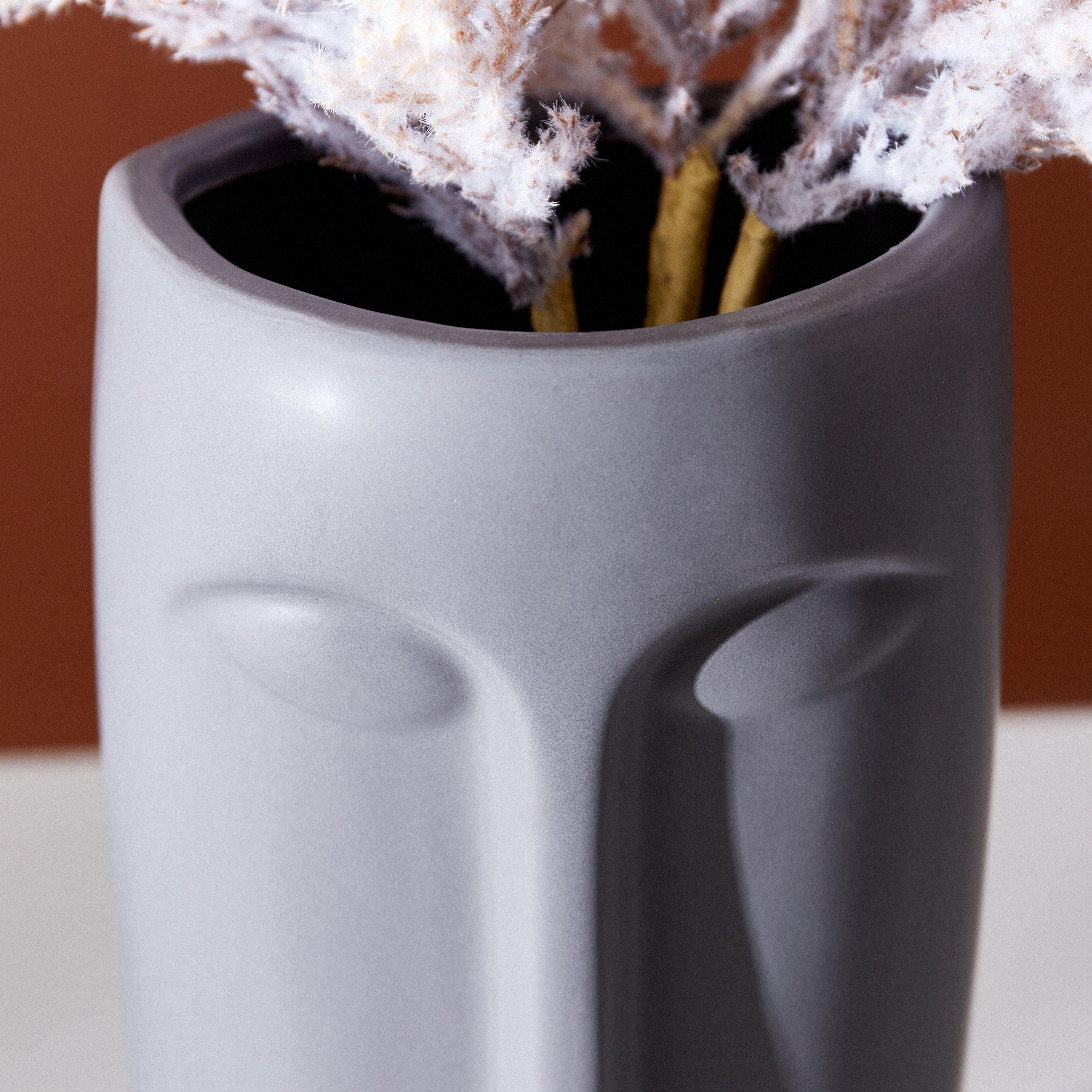 Tyrion Calm Face Textured Ceramic Vase - 14x14x31 cm-hbxbedroom-decorandaccessories-vases-image-3