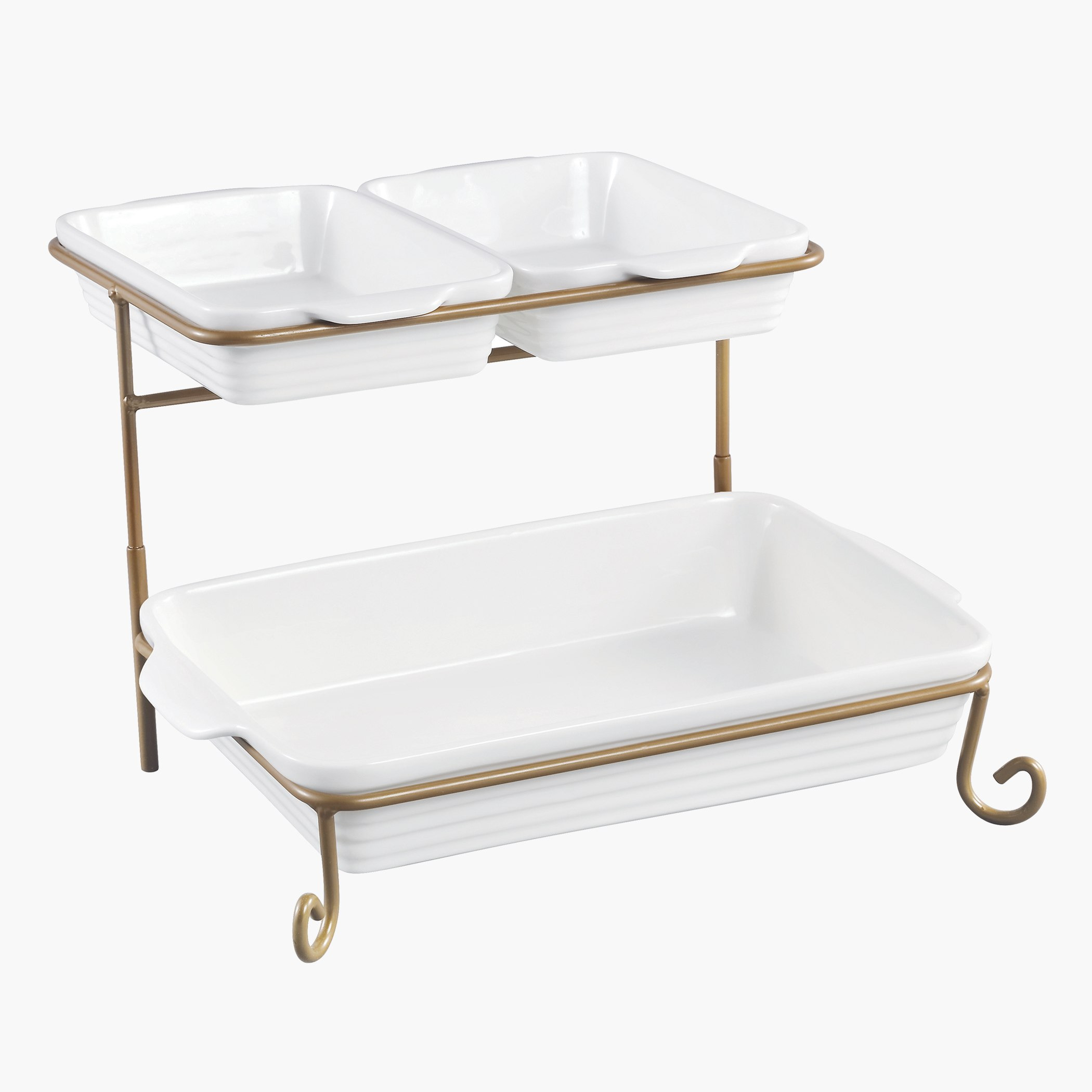 Feast 2-Tier Serving Plate with Gold Stand - Set of 4-hbxdecorandfurnishings-tabletop-serveware-image-2