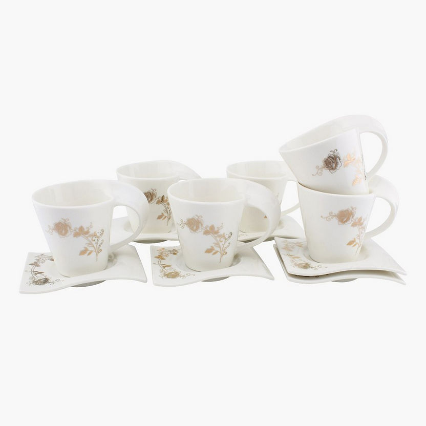 Feast 12-Piece Bone China Cup and Saucer Set - 180 ml-Coffee & Tea Sets-image-0