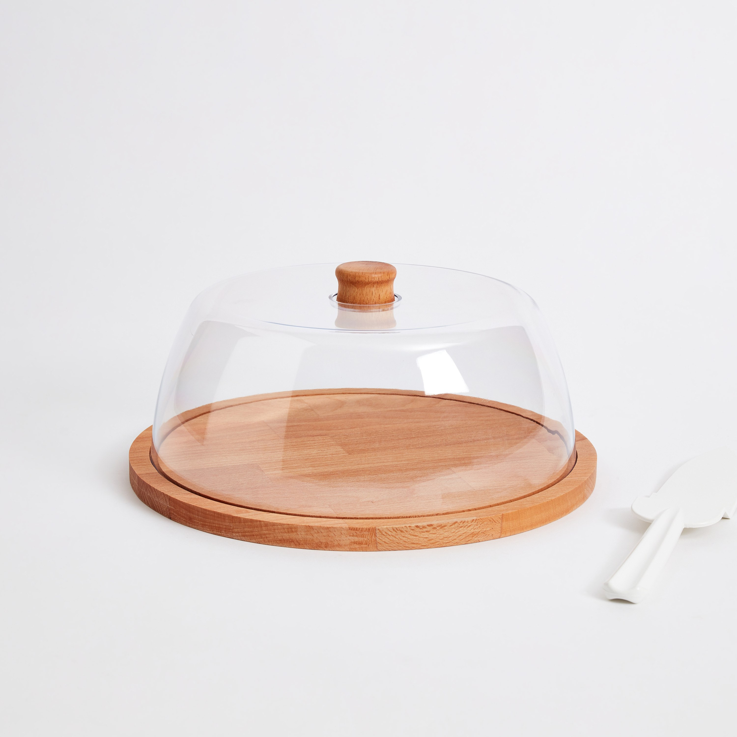 حامل كيك خشبي مستدير بغطاء وملعقة تقديم للكيك من فيست - 29 سم-hbxdecorandfurnishings-tabletop-serveware-image-6