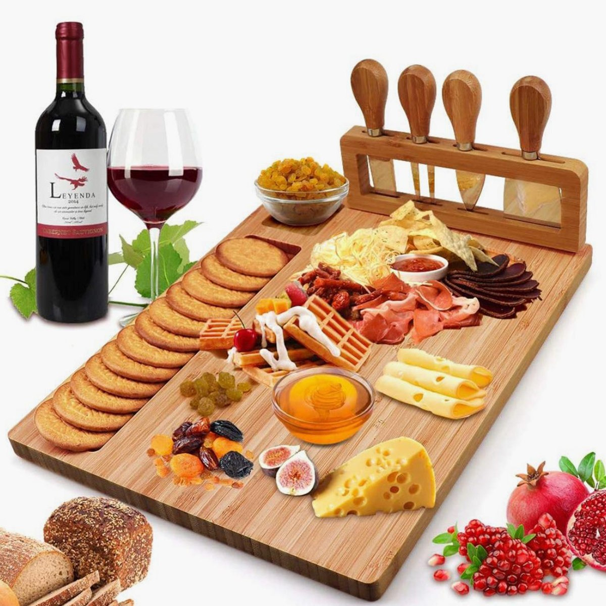 لوح تقديم من الخيزران مع 4 سكاكين من فيست-hbxdecorandfurnishings-tabletop-serveware-image-2