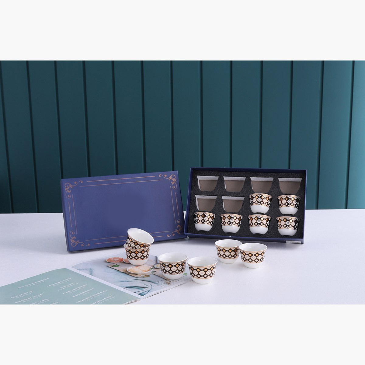Feast Gazel 12-Piece Bone China Kahwa Cup Set - 75 ml-hbxhomeware-diningandtabletop-coffeeandteasets-image-1