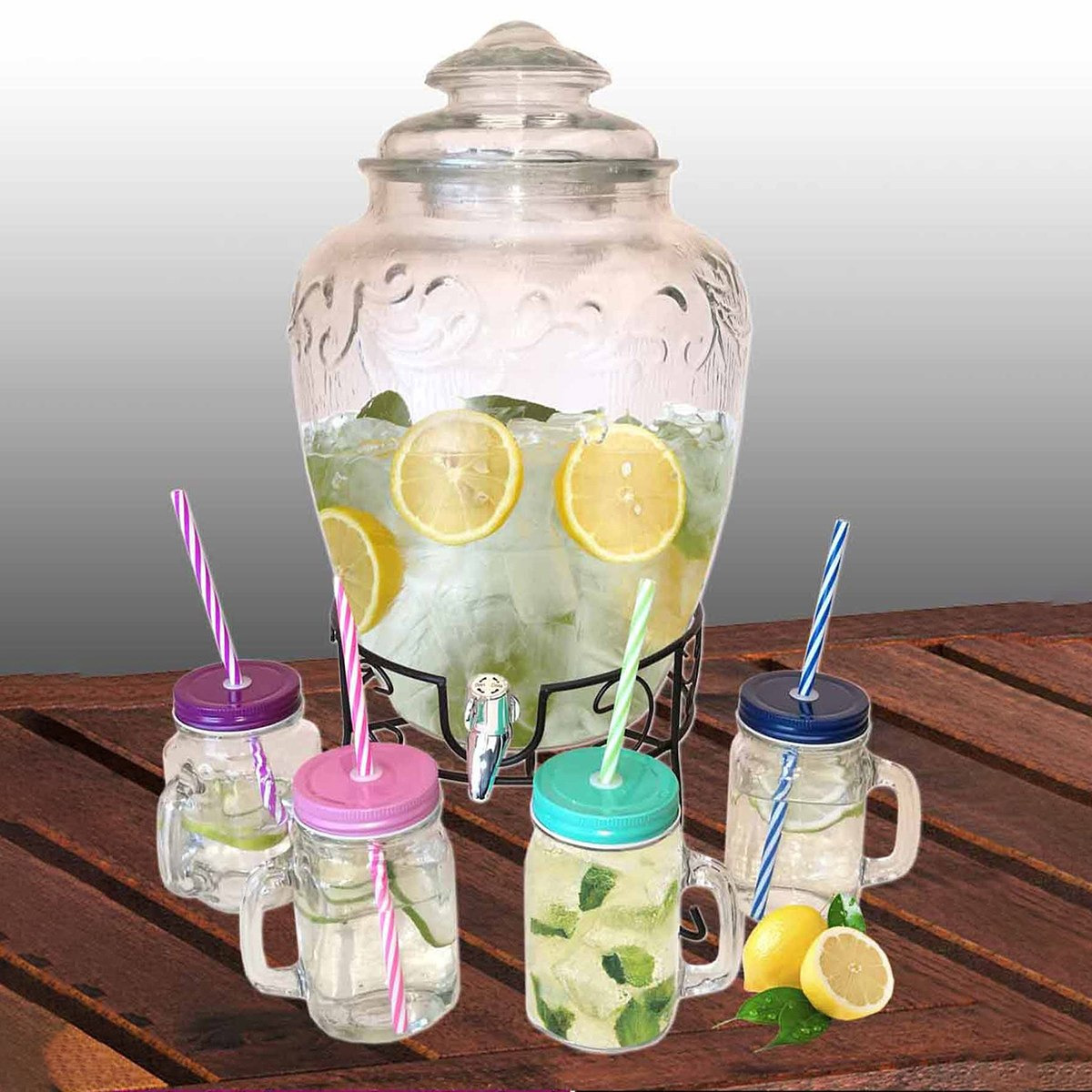 Amity 5-Piece Juice Dispenser with Metal Stand-hbxhomeware-hbxkitchen-image-1