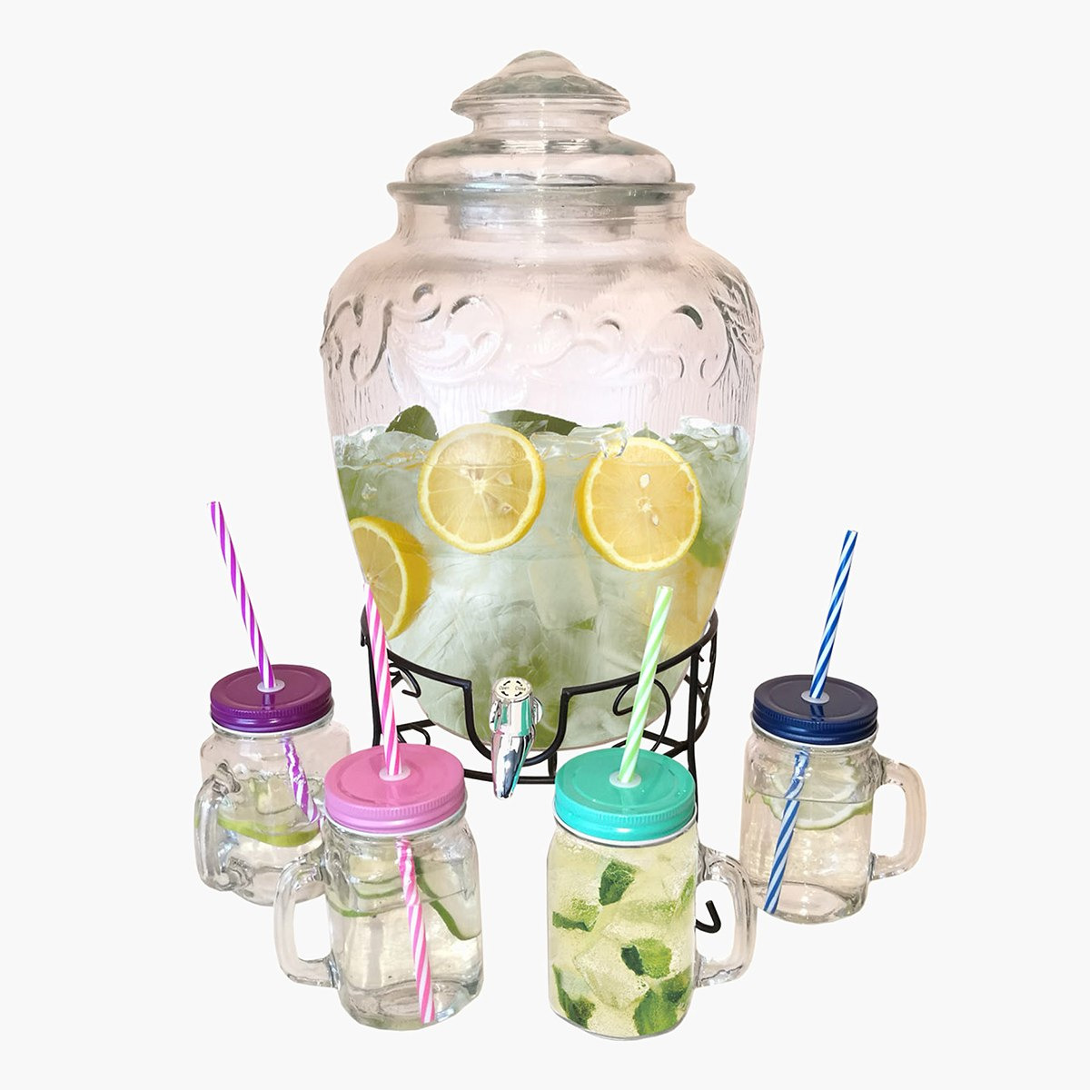 Amity 5-Piece Juice Dispenser with Metal Stand-hbxhomeware-hbxkitchen-image-2