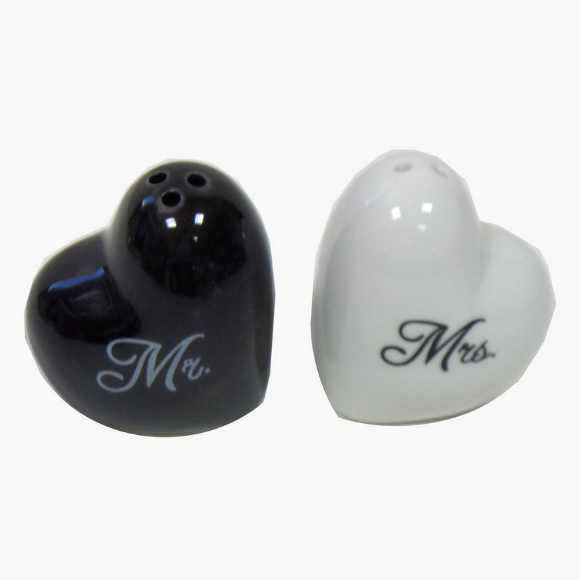Amity Mr. & Mrs. Heart Shaped Salt and Pepper Set-Condiment Holders-image-0