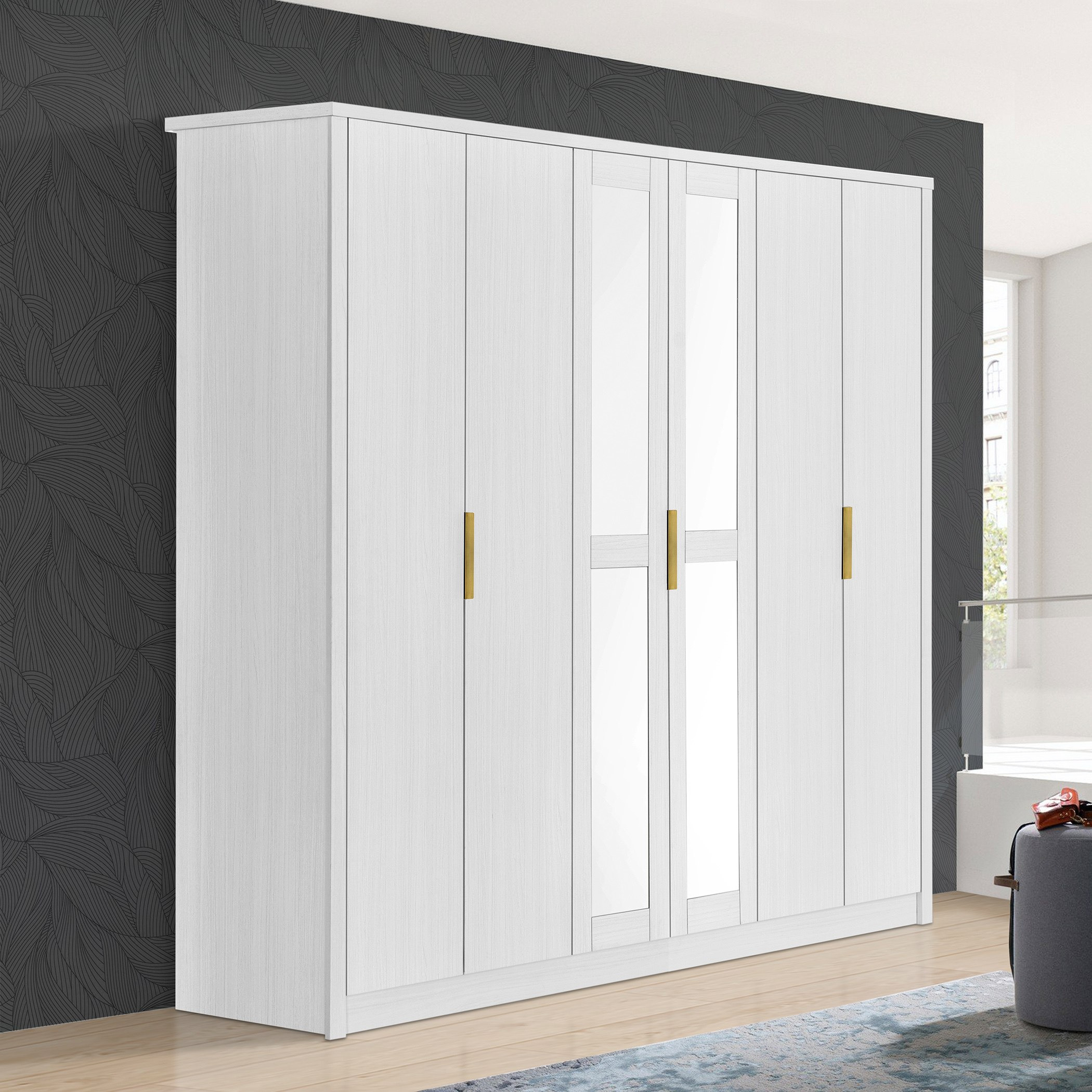 خزانة ملابس بـ6 أبواب ومرآة من برادفورد-hbxfurniture-wardrobes-image-1