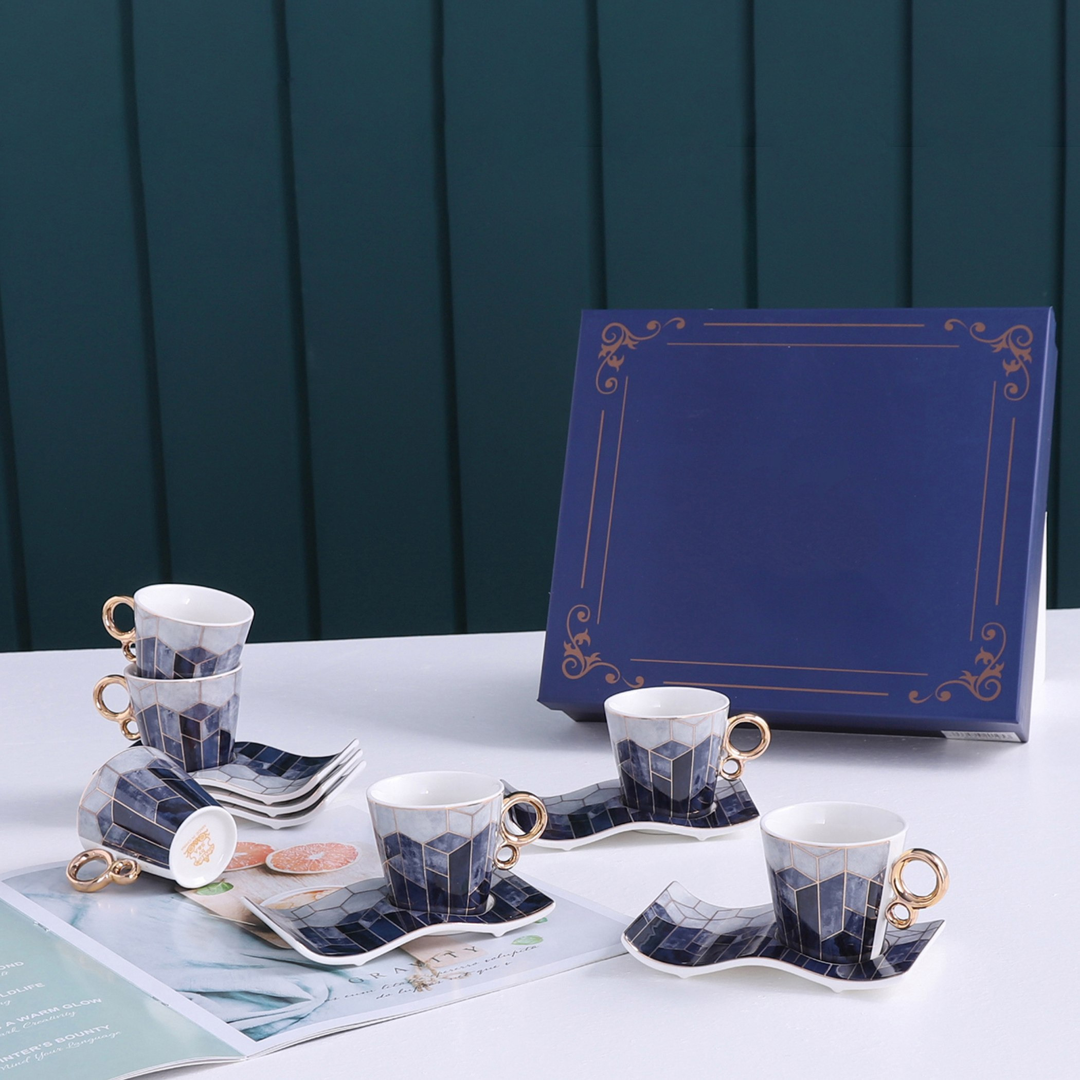 Feast Exquise 12-Piece Bone China Cup and Saucer Set - 190 ml-hbxhomeware-hbxkitchen-image-1