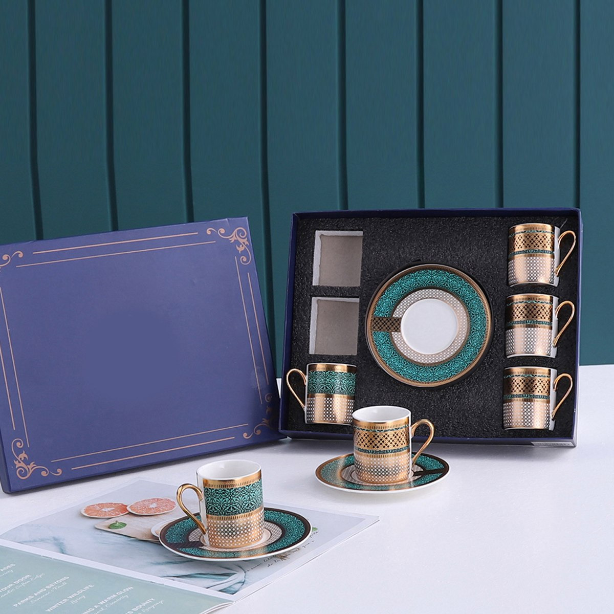 Feast Elegance 12-Piece Bone China Coffee Cup & Saucer Set - 90 ml-hbxhomeware-hbxkitchen-image-1
