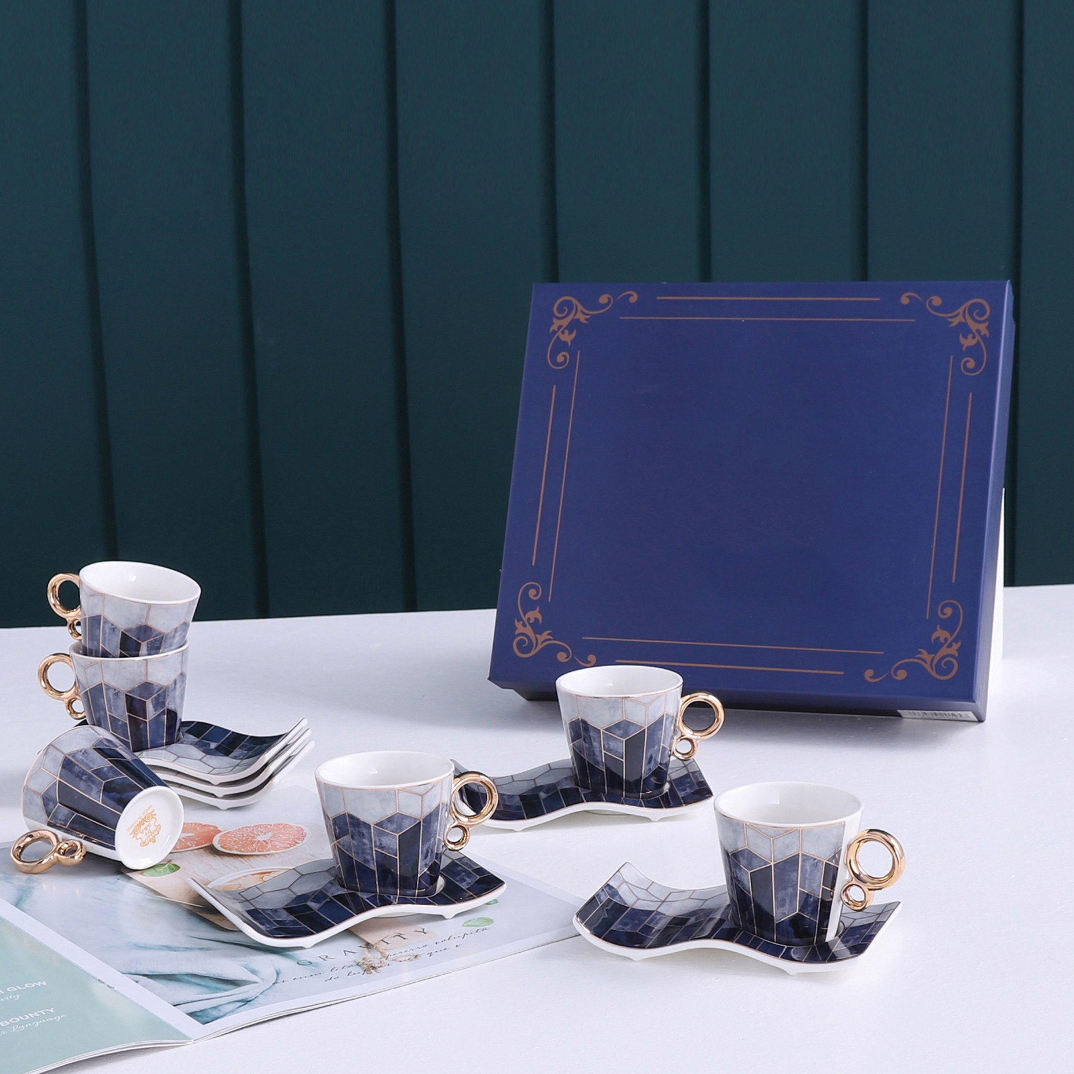 Feast Exquise 12-Piece Bone China Cup and Saucer Set - 90 ml-hbxhomeware-hbxkitchen-image-1