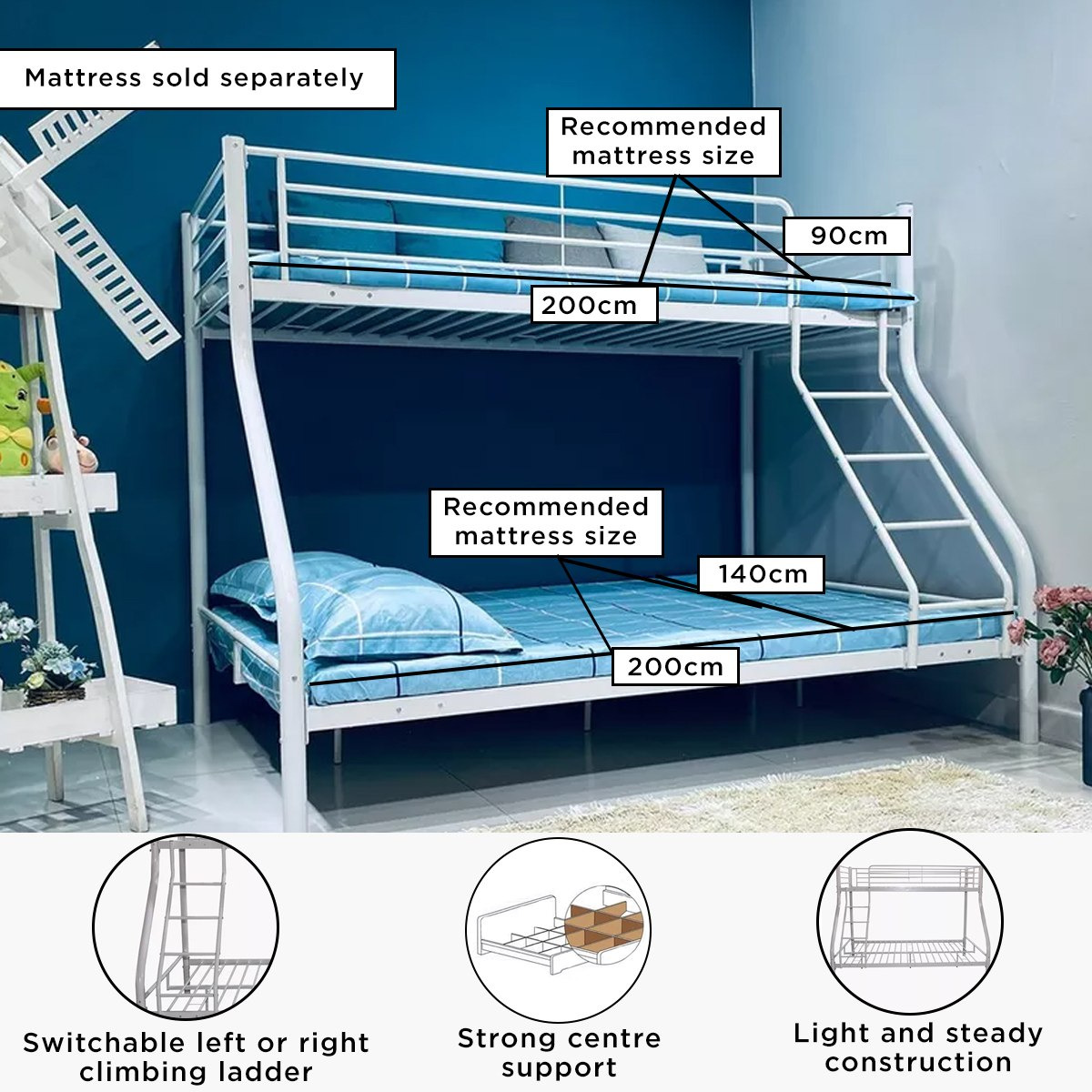 Movo Vanilla Twin Bunk Bed - 90x200 and 140x200 cm-PROMO_HB_KSA_HBX10_190925-image-4