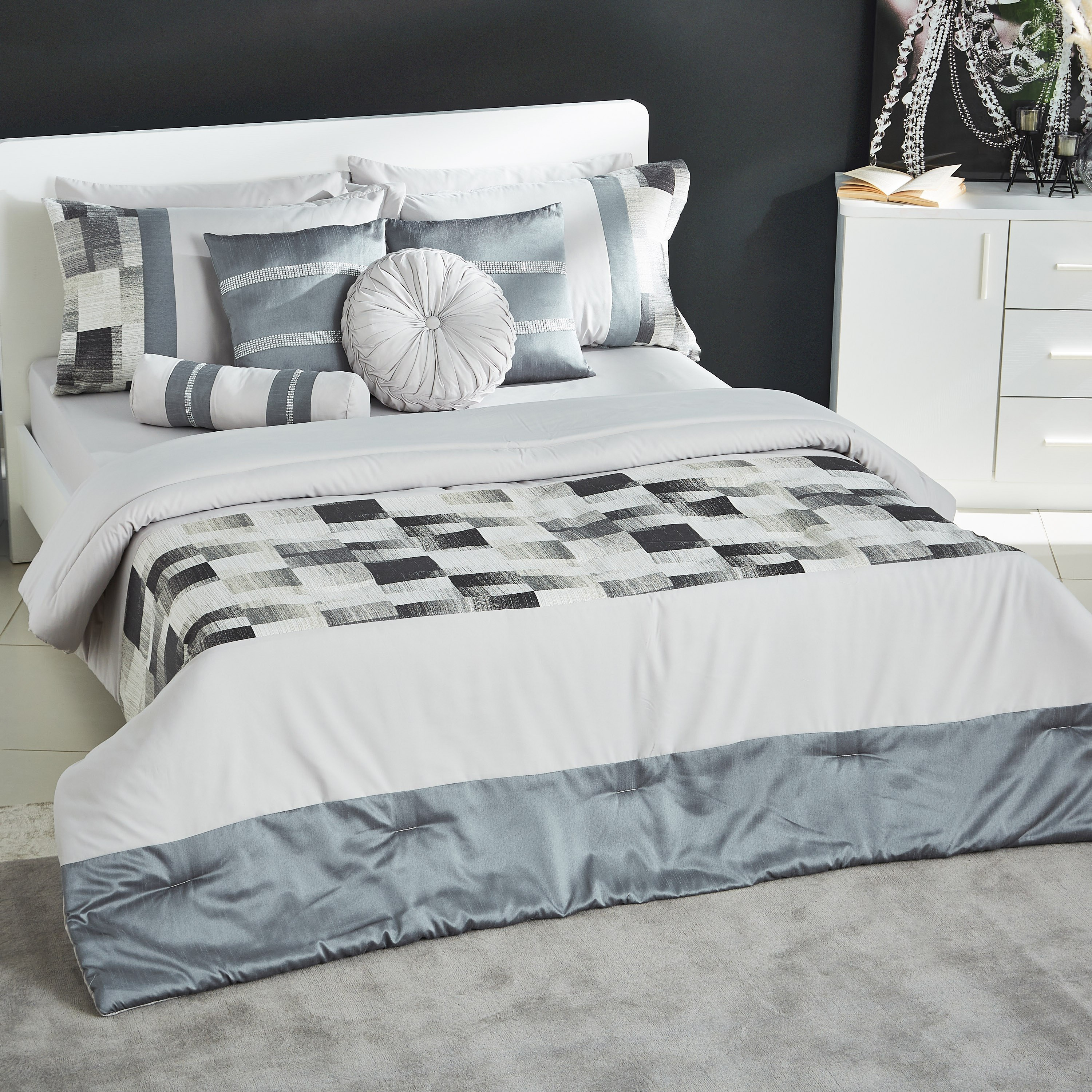 طقم مفروشات سرير كينج بطبعات جاكار 10 قطع من نولان - 220x240 سم-hbxhomeware-bedding-bedinabag-image-1