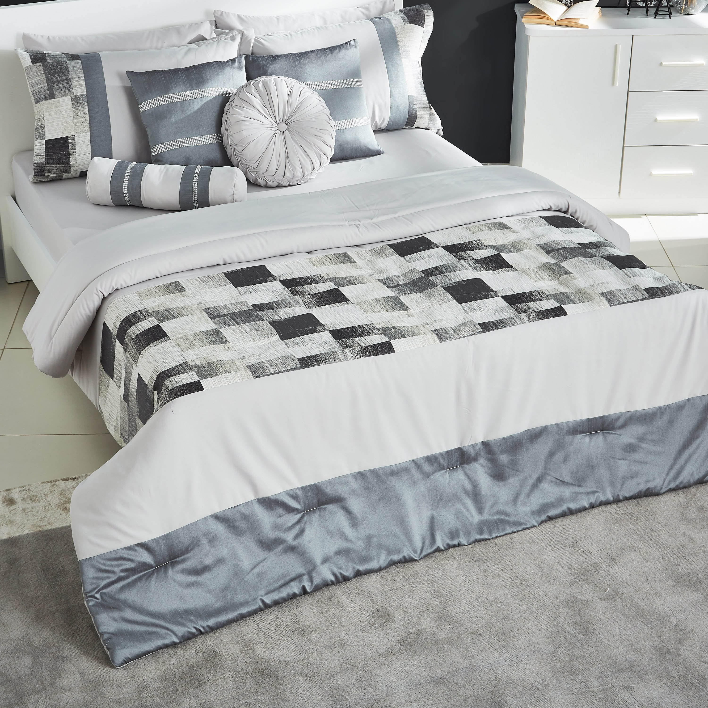 طقم مفروشات سرير كينج بطبعات جاكار 10 قطع من نولان - 220x240 سم-hbxhomeware-bedding-bedinabag-image-2