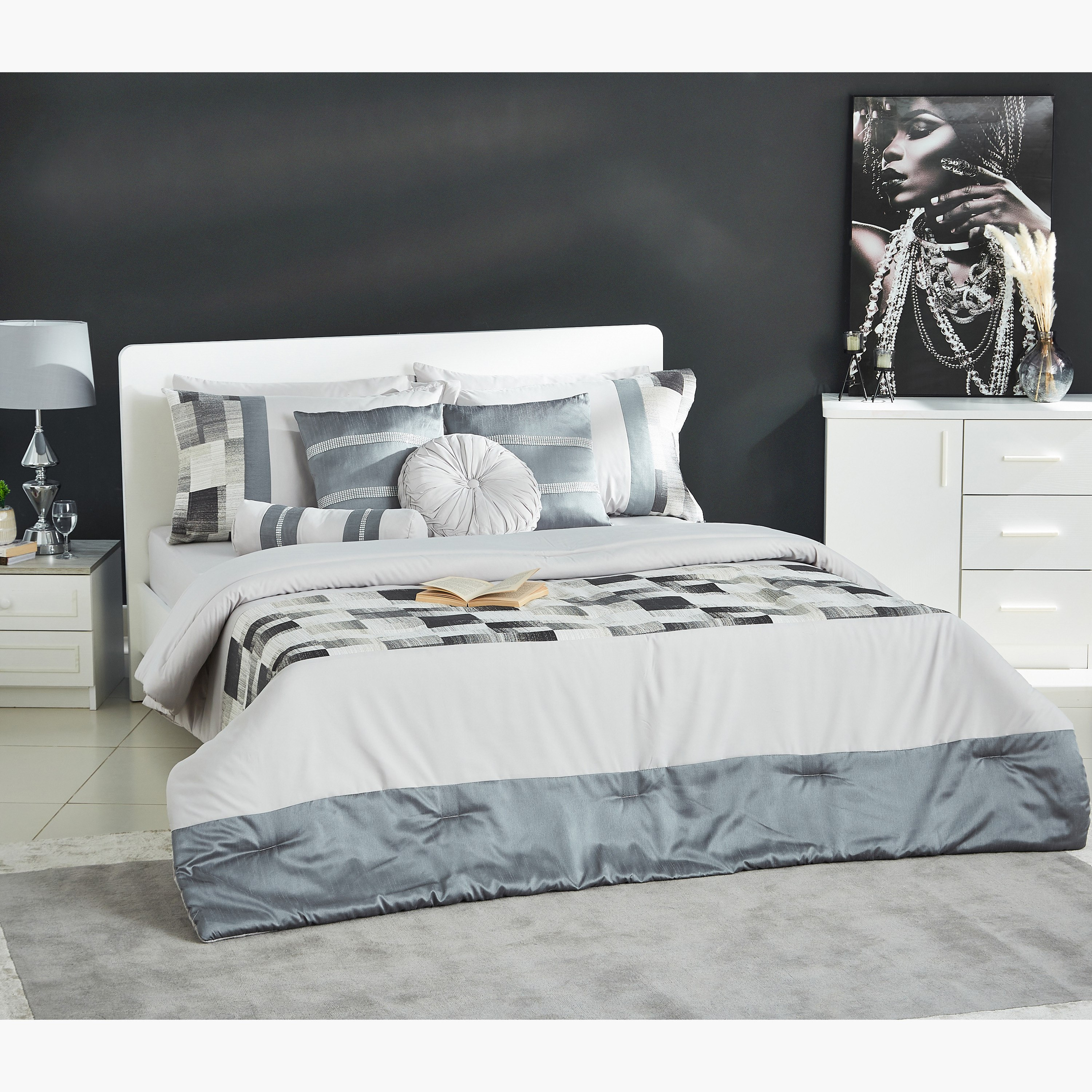 طقم مفروشات سرير كينج بطبعات جاكار 10 قطع من نولان - 220x240 سم-hbxhomeware-bedding-bedinabag-image-7