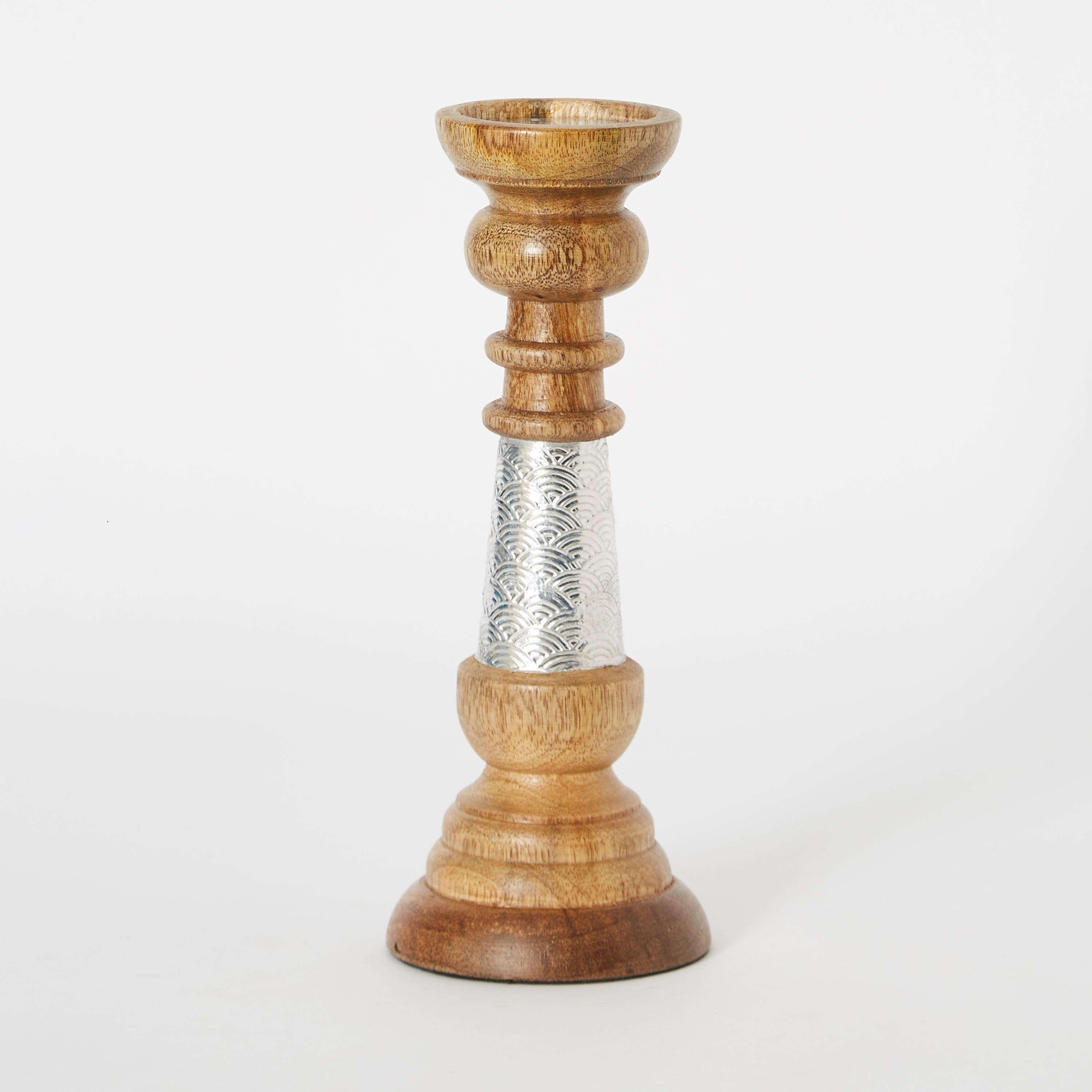 حامل شموع خشبي بزركشة معدنية من زين - 25.5 سم-hbxlivingroom-decorandaccessories-candleholders-image-6