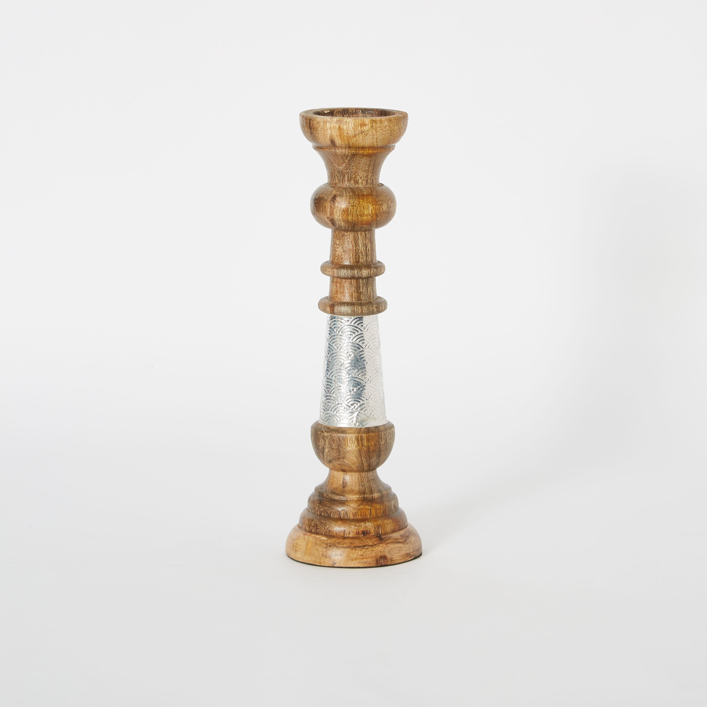 حامل شموع خشبي بزركشة معدنية من زين - 30.5 سم-hbxlivingroom-decorandaccessories-candleholders-image-6