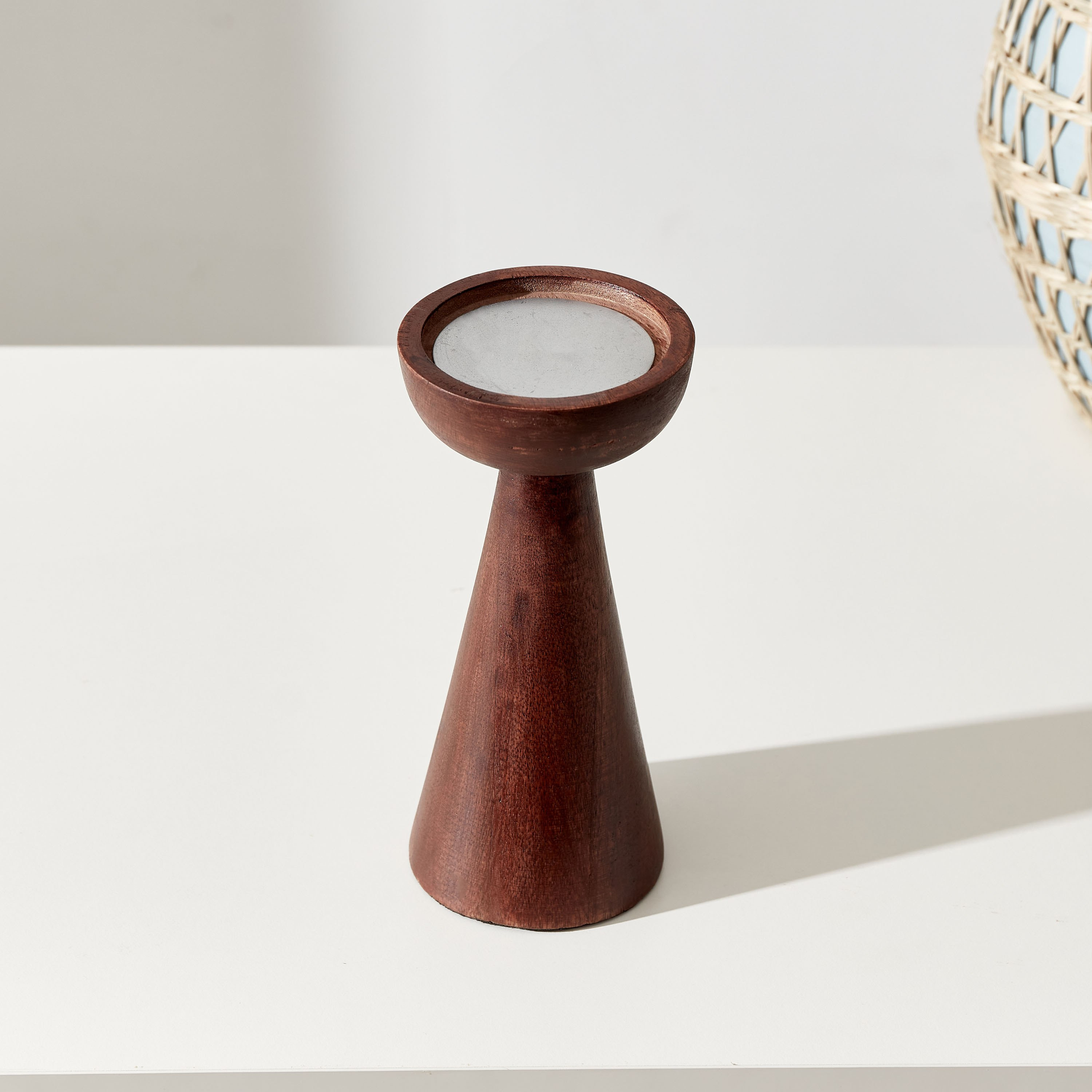 Zayn Wood Conical Candleholder - 20 cm-hbxlivingroom-decorandaccessories-candleholders-image-2