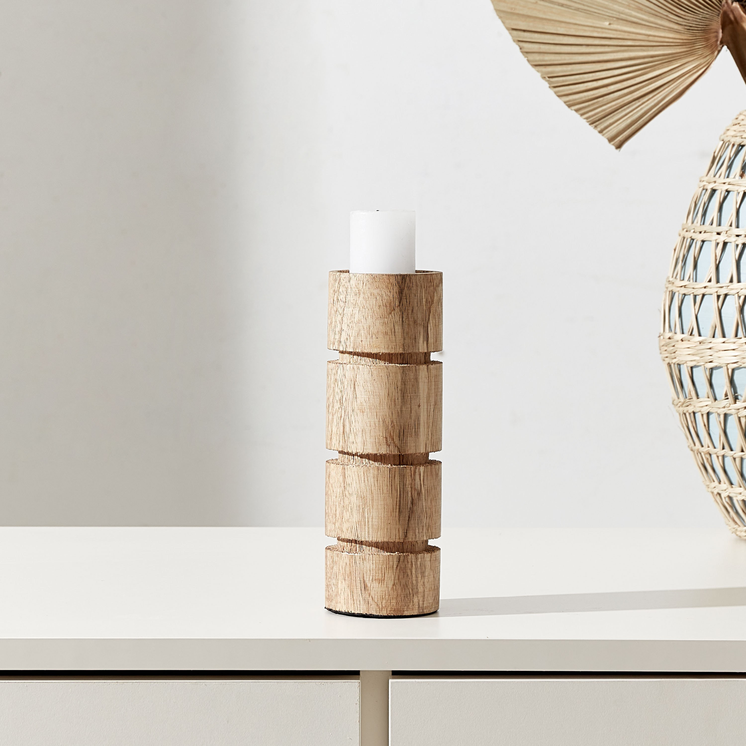 Zayn Wood Layer Tall Candleholder - 6x20 cm-hbxlivingroom-decorandaccessories-candleholders-image-1