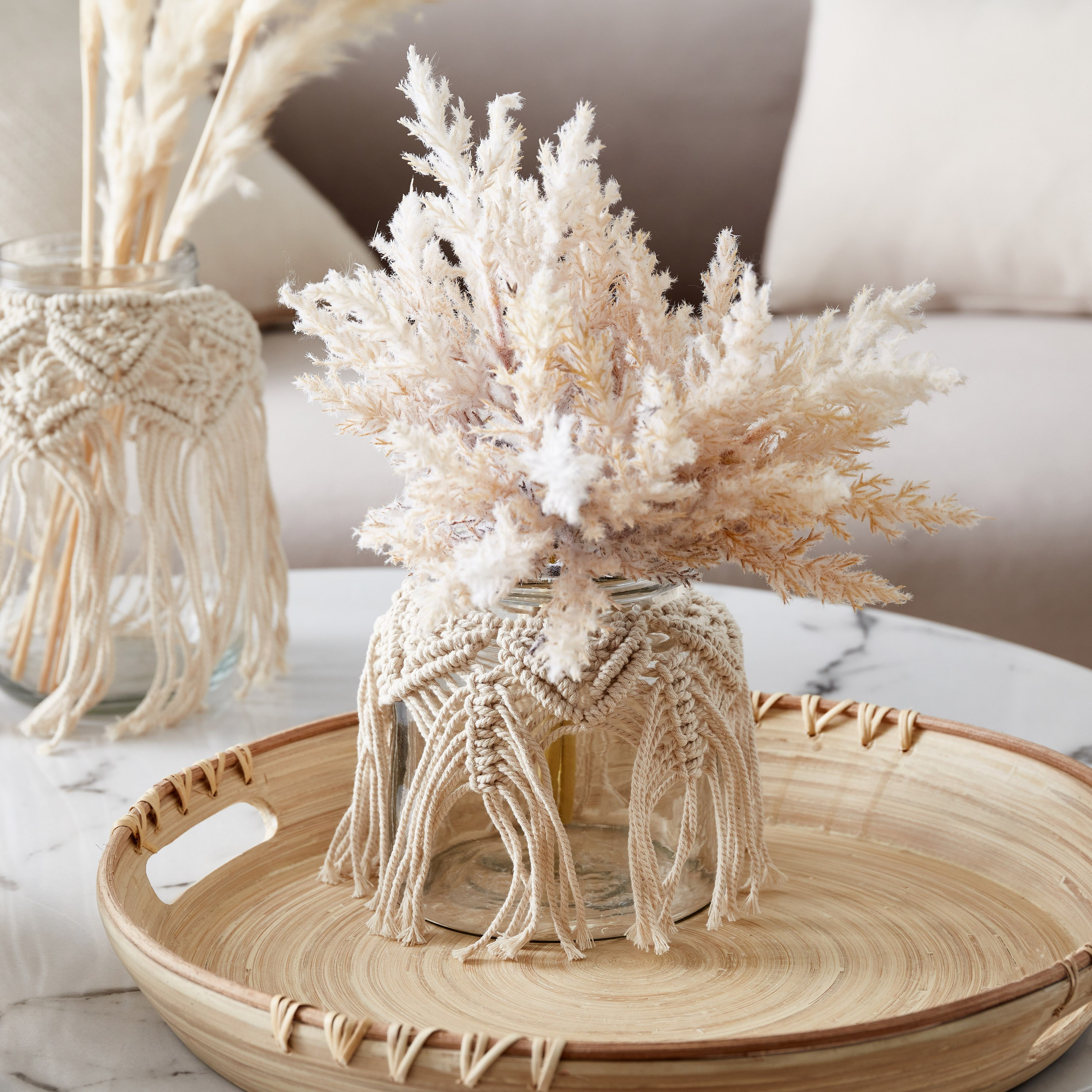 مزهرية زجاجية مكرمية شيك من بوهو - 15x21 سم-hbxbedroom-decorandaccessories-vases-image-2