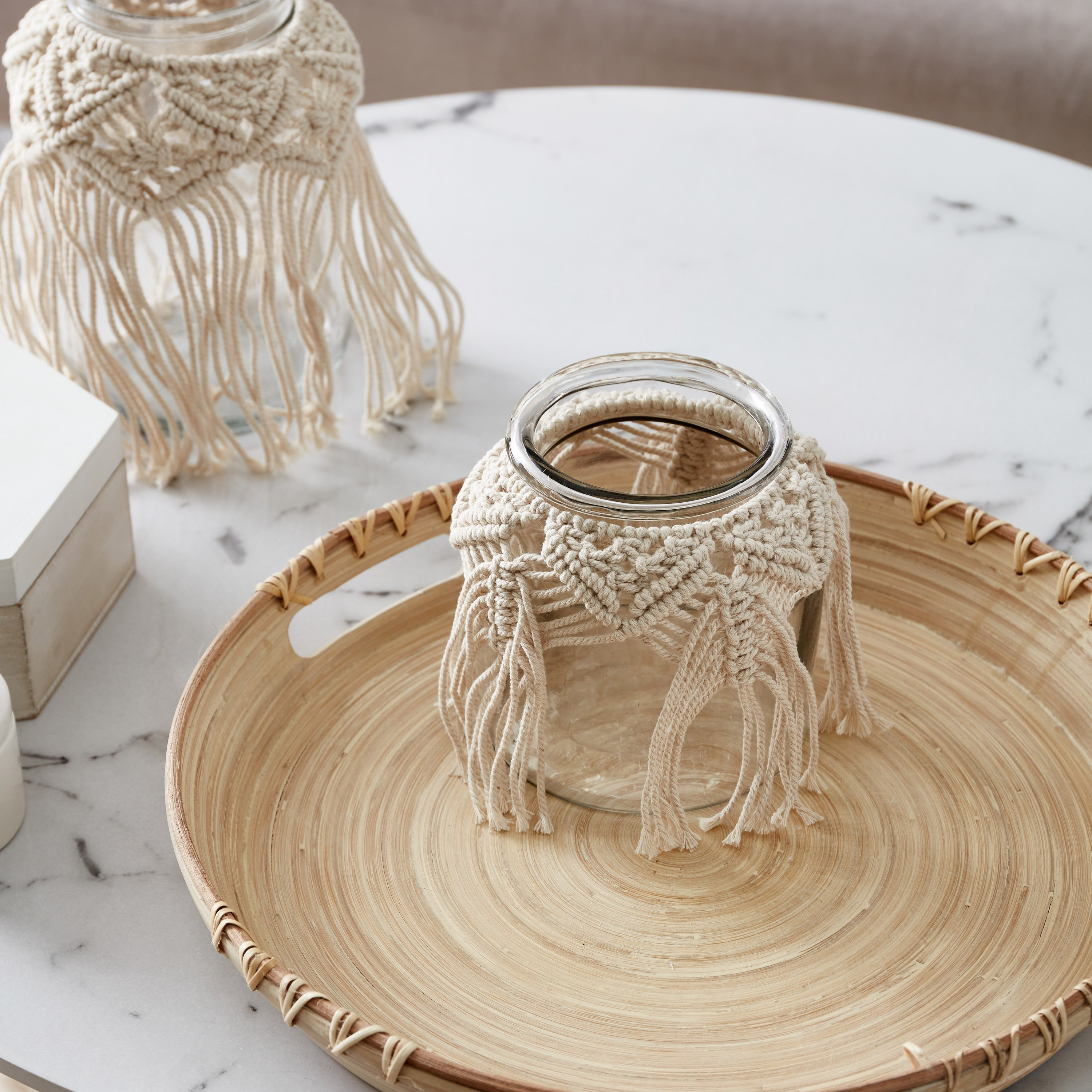 مزهرية زجاجية مكرمية شيك من بوهو - 15x21 سم-hbxbedroom-decorandaccessories-vases-image-3