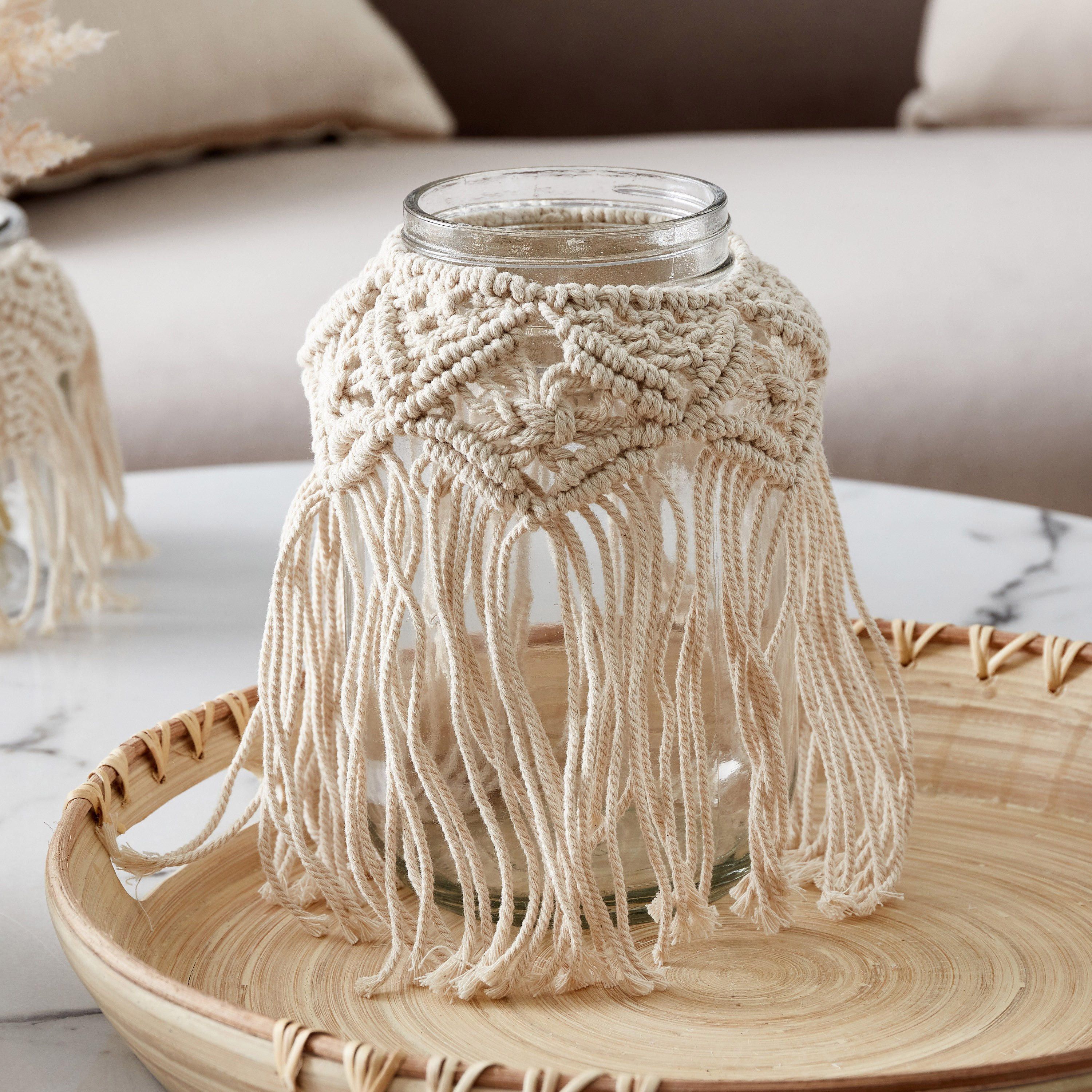 مزهرية زجاجية مكرمية من بوهو - 13x13x15 سم-hbxbedroom-decorandaccessories-vases-image-1