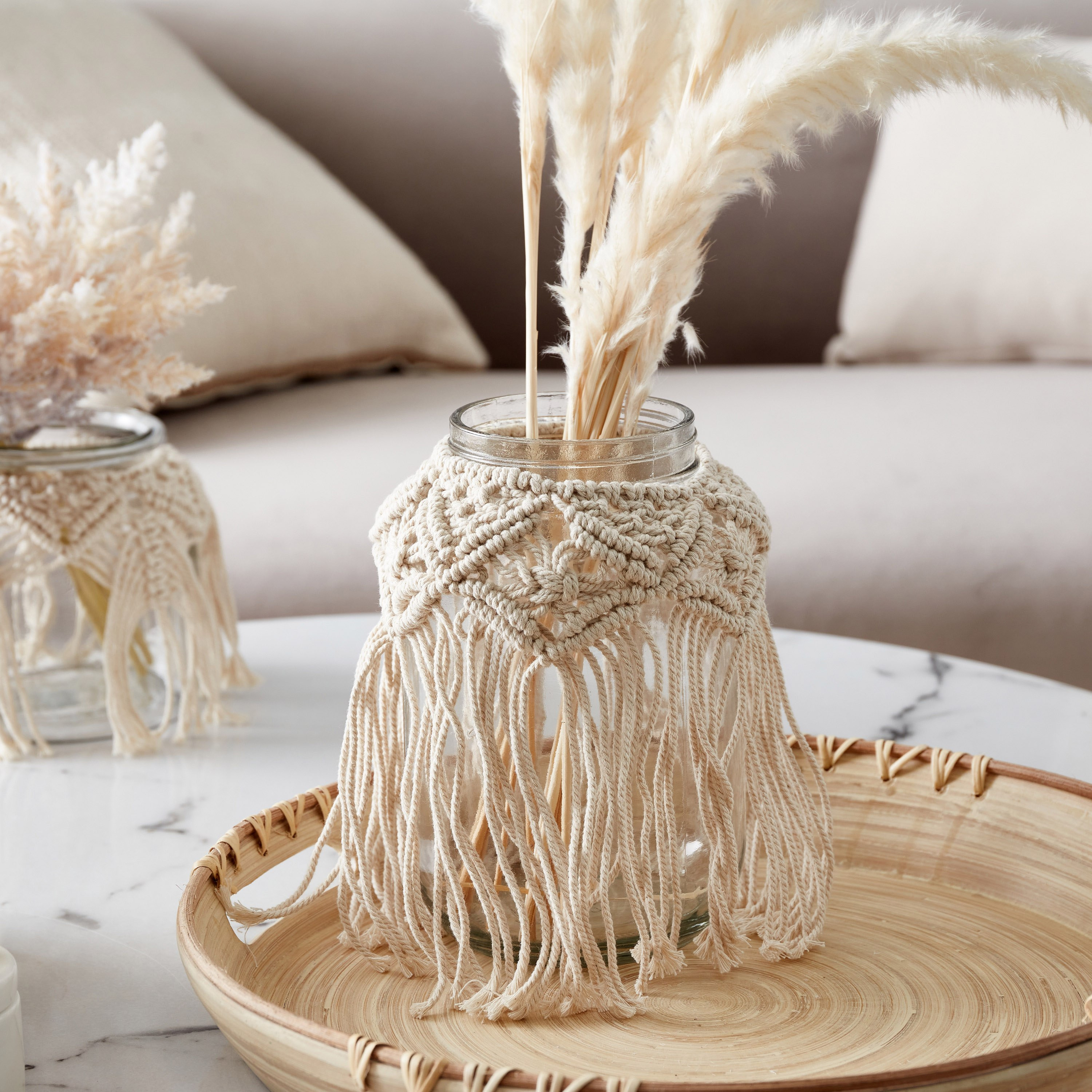 مزهرية زجاجية مكرمية من بوهو - 13x13x15 سم-hbxbedroom-decorandaccessories-vases-image-2