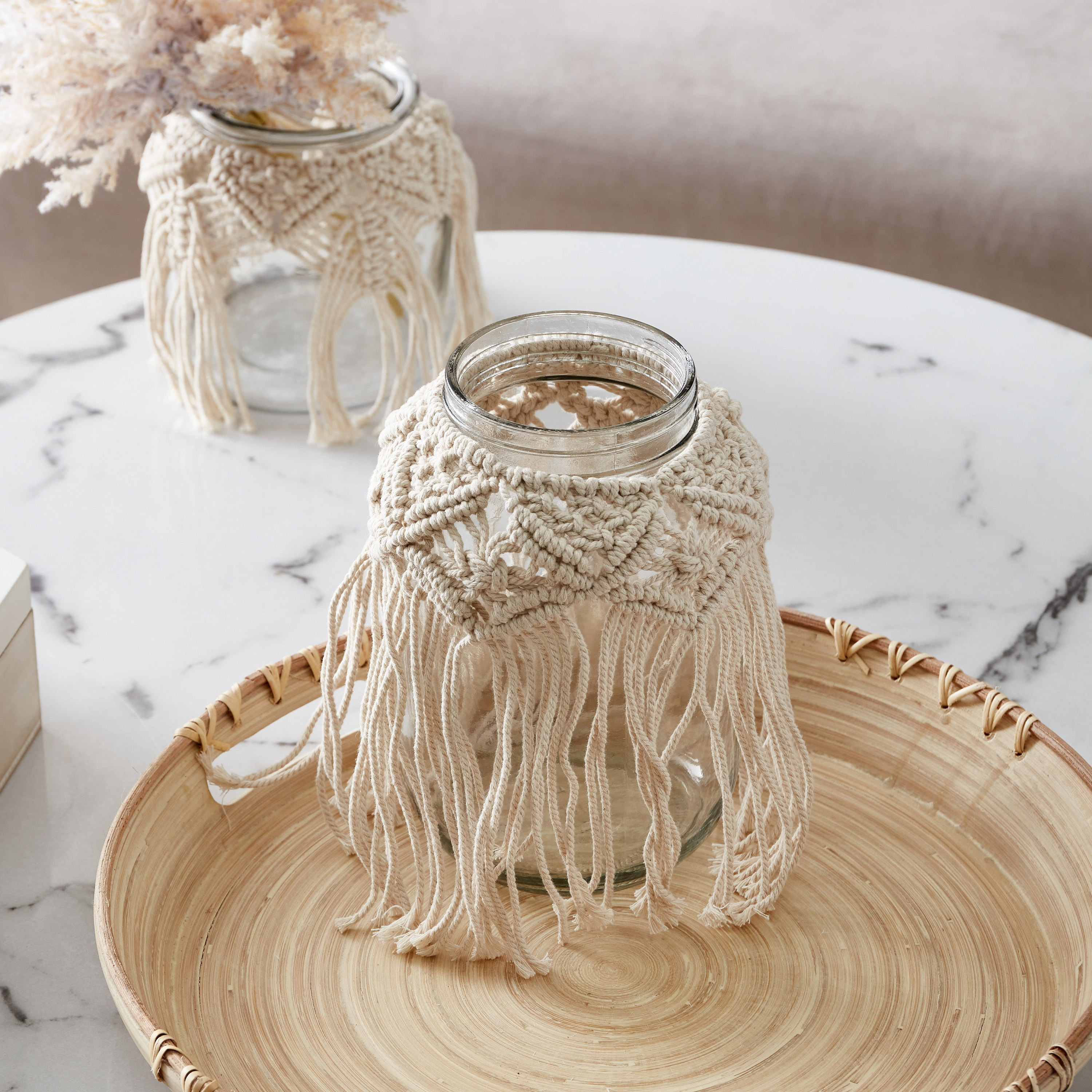 مزهرية زجاجية مكرمية من بوهو - 13x13x15 سم-hbxbedroom-decorandaccessories-vases-image-3
