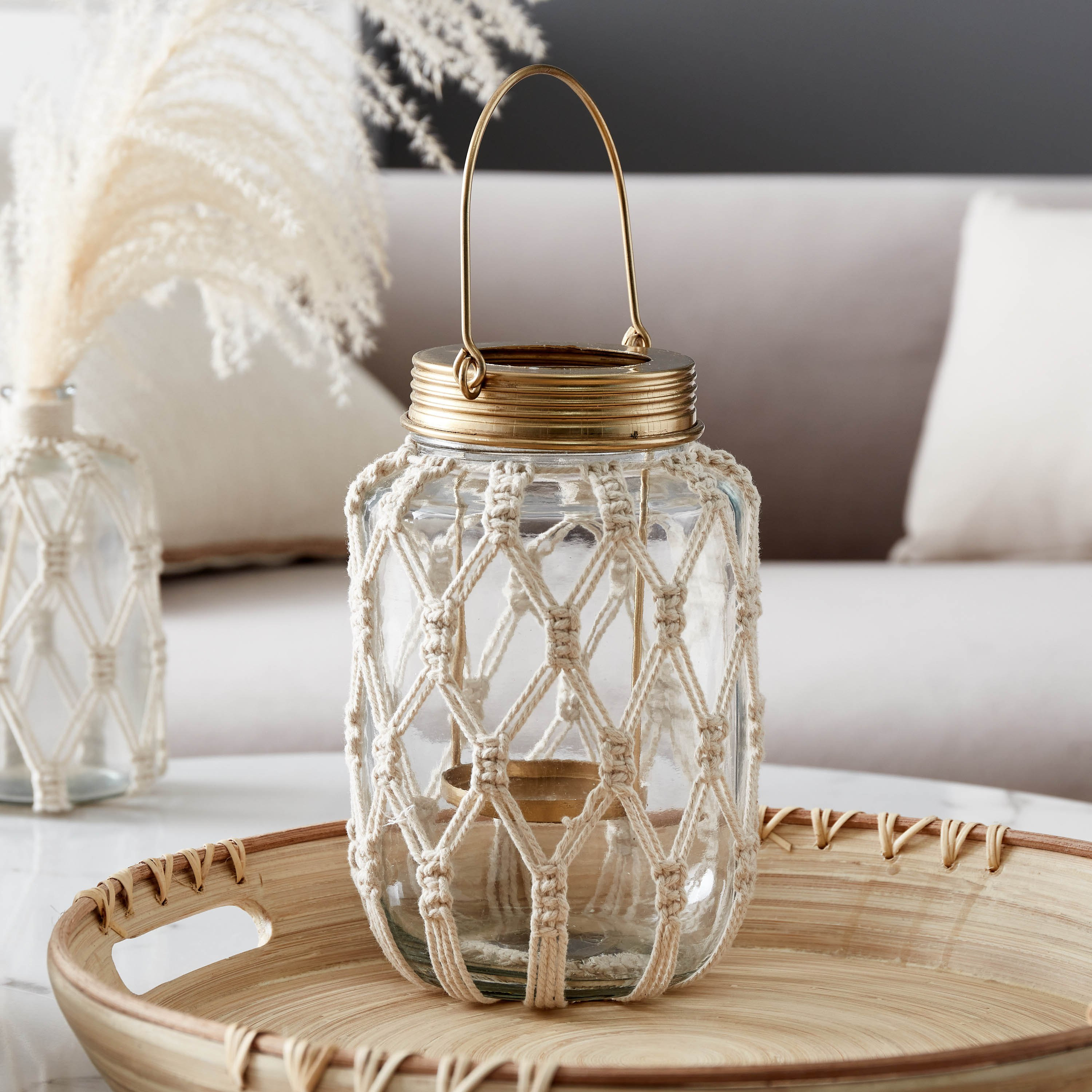 حامل شموع فوتيف زجاج مكرمية من بوهو - 10x10x18 سم-hbxlivingroom-decorandaccessories-candleholders-image-2