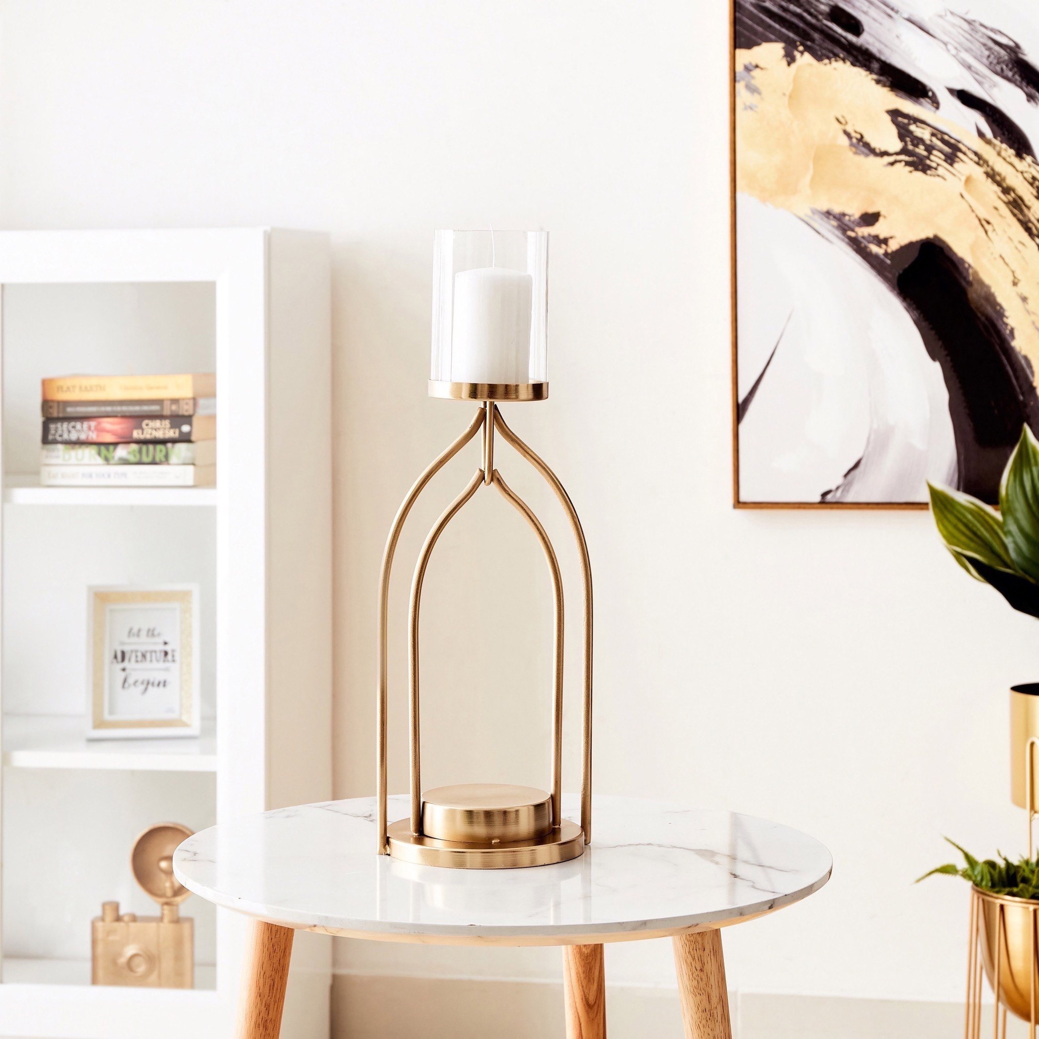 حامل شموع معدني بعقدة منحنية من سيس - 17x16x35 سم-hbxlivingroom-decorandaccessories-candleholders-image-1
