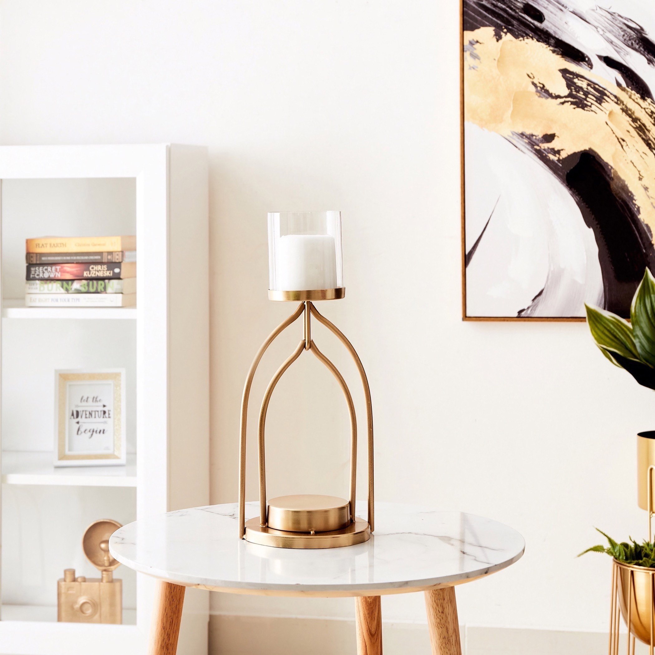 حامل شموع معدني بعقدة منحنية من سيس - 17x16x30 سم-hbxlivingroom-decorandaccessories-candleholders-image-1
