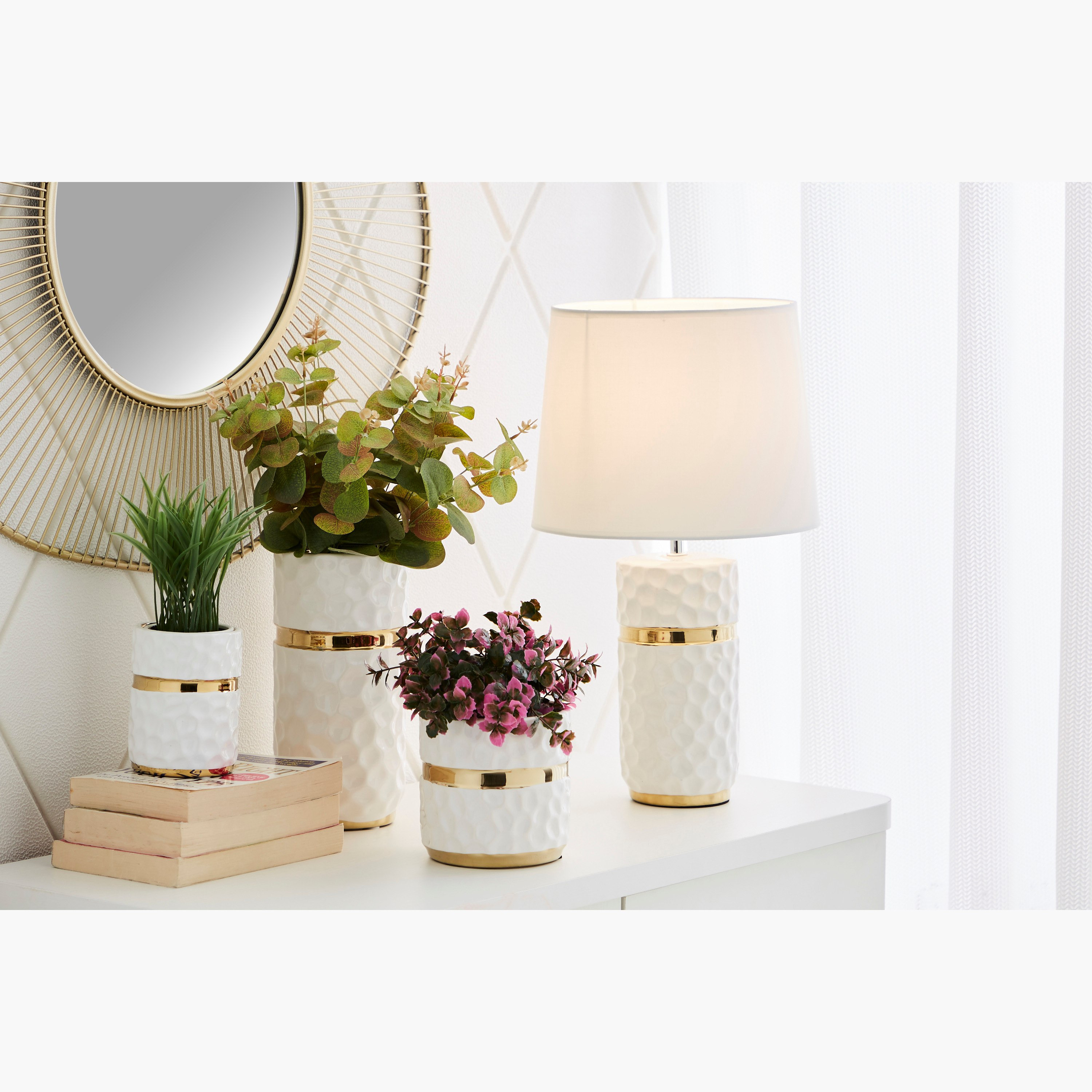 مصباح طاولة سيراميك أسطواني بارز الملمس من سكايلر - 27x27x42 سم-hbxlivingroom-lighting-tablelamps-image-4