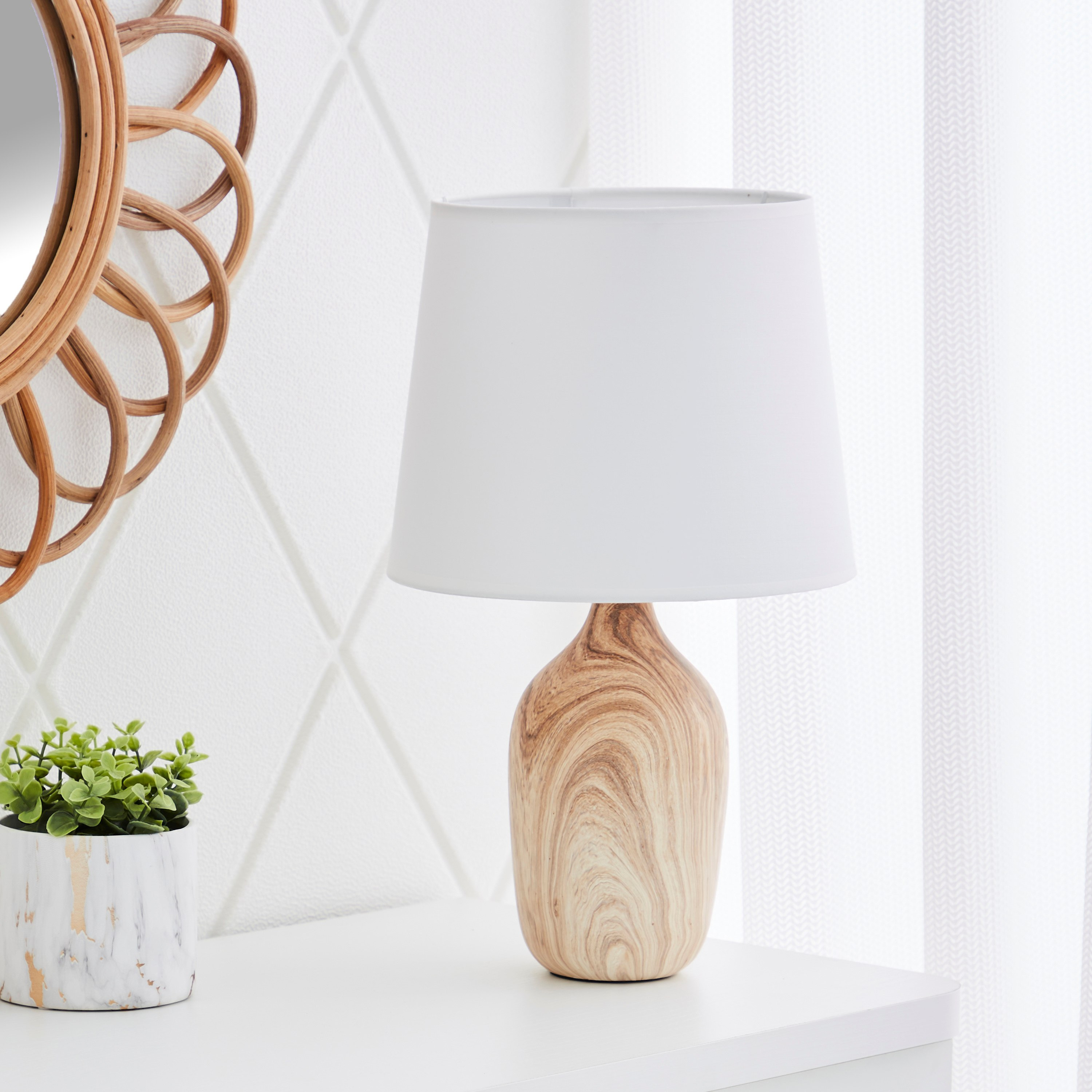 Skylar Ceramic Wooden Look Base Table Lamp - 25x25x39.5 cm-hbxlivingroom-lighting-tablelamps-image-1