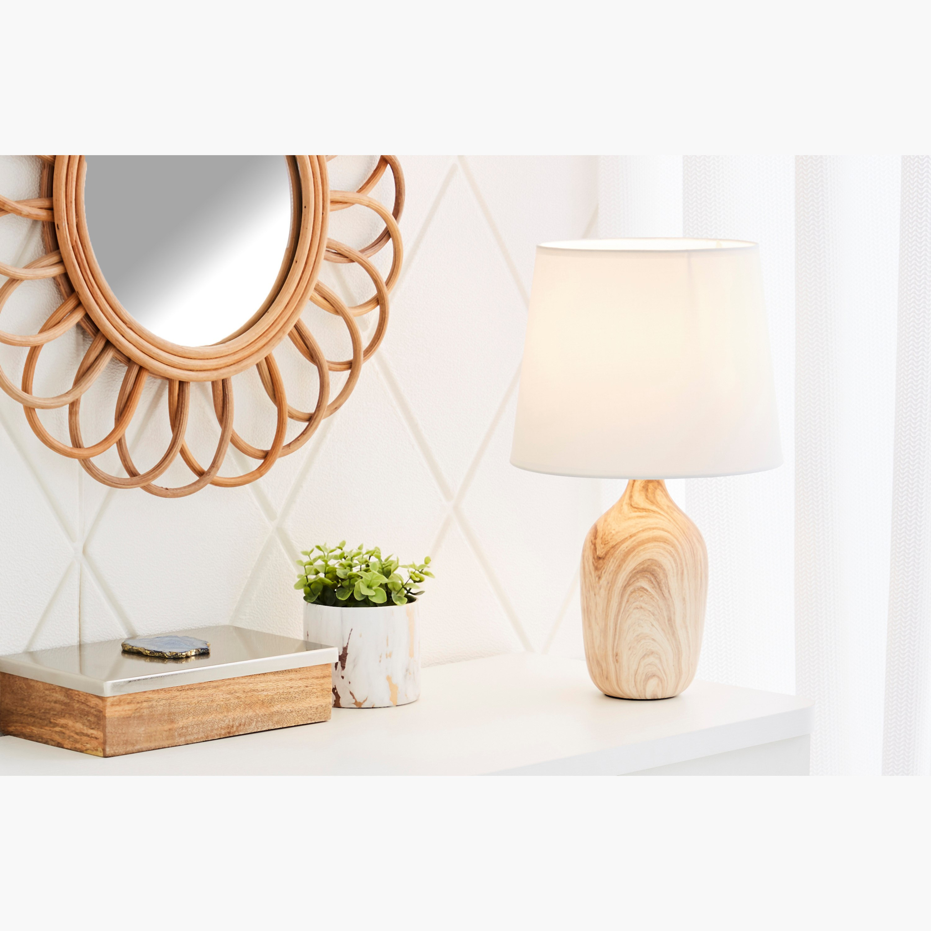 Skylar Ceramic Wooden Look Base Table Lamp - 25x25x39.5 cm-hbxlivingroom-lighting-tablelamps-image-4