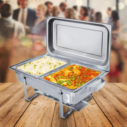 Fiona Stainless Steel 2-Compartment Rectangular Chafing Dish - 8 L