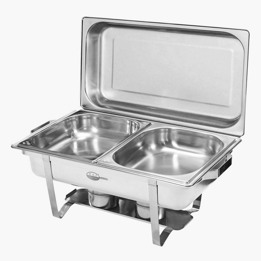 Fiona Stainless Steel 2-Compartment Rectangular Chafing Dish - 8 L-Serveware-image-2