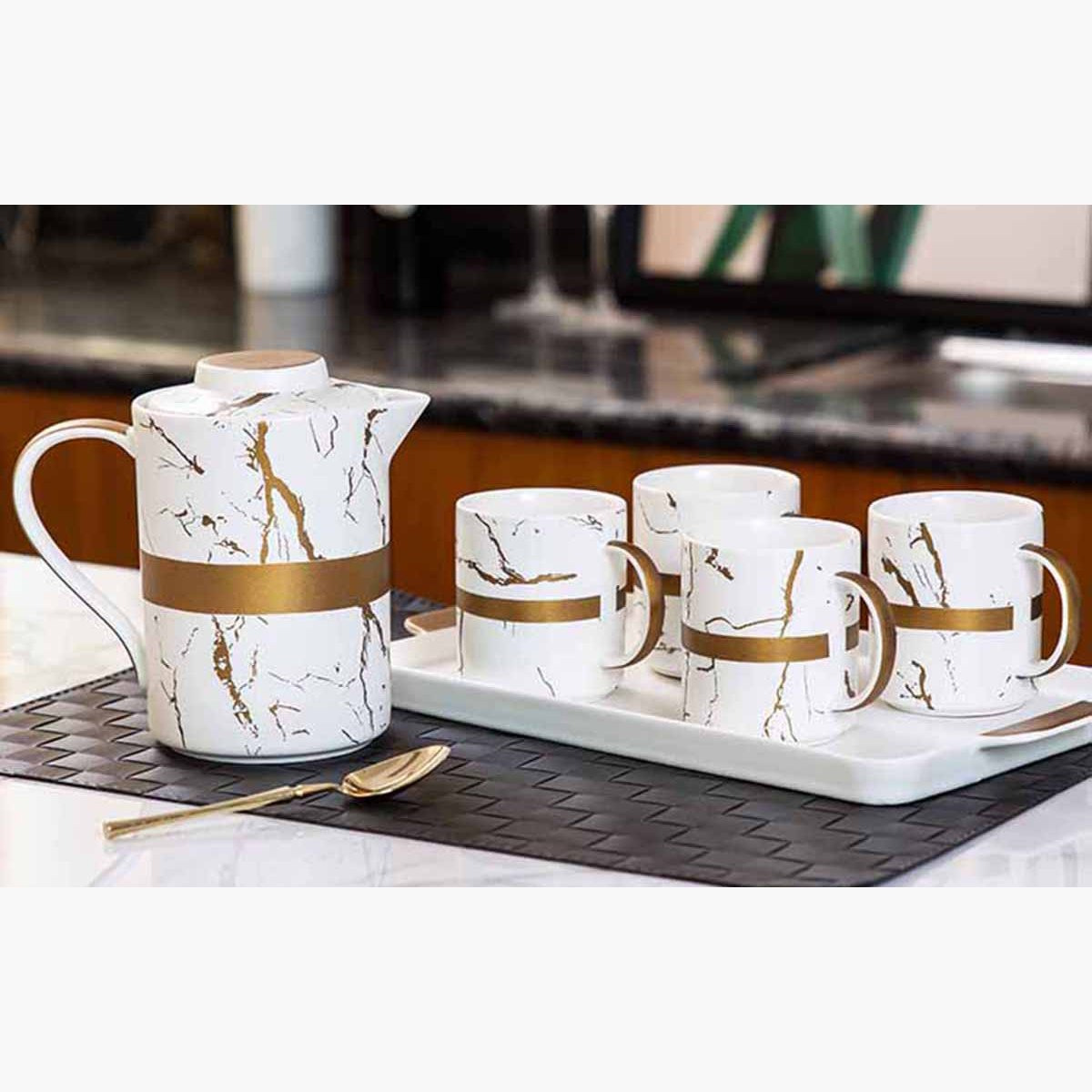 طقم شاي وصينيّة من أوركيد - 6 قطع-hbxhomeware-diningandtabletop-coffeeandteasets-image-1