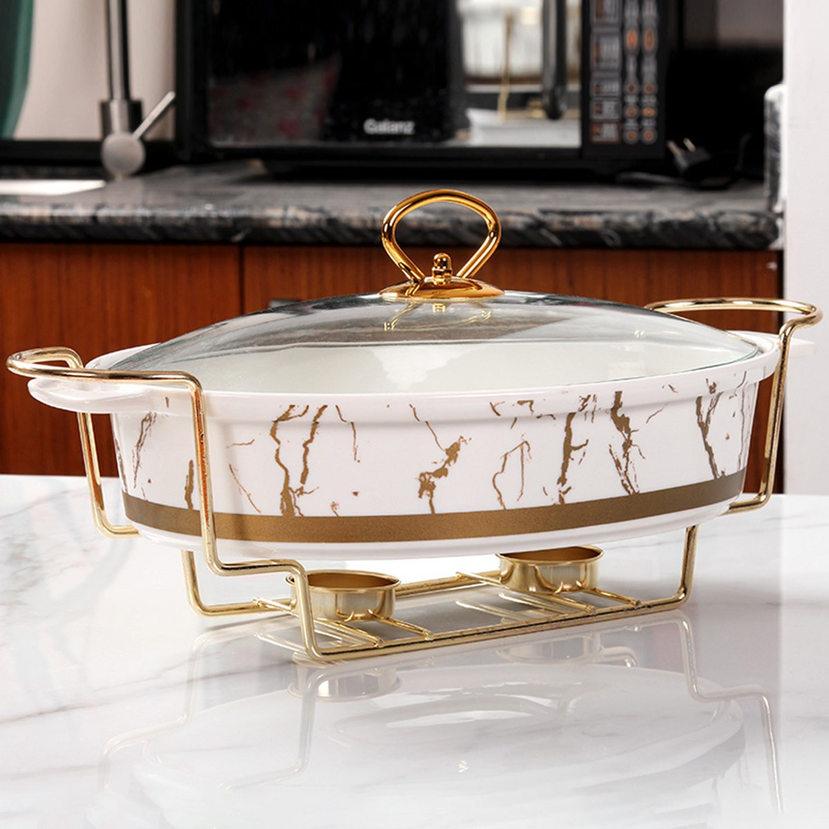 مسخن طعام بيضاوي بحامل من أوركيد ويف - 38 سم-hbxhomeware-hbxkitchen-image-1