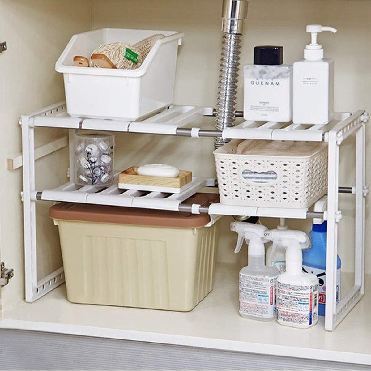 منظّم تخزين تحت الحوض متعدّد الوظائق قابل للتوسيع بطابقين - نيو-hbxkitchen-kitchenware-kitchenaccessories-image-4
