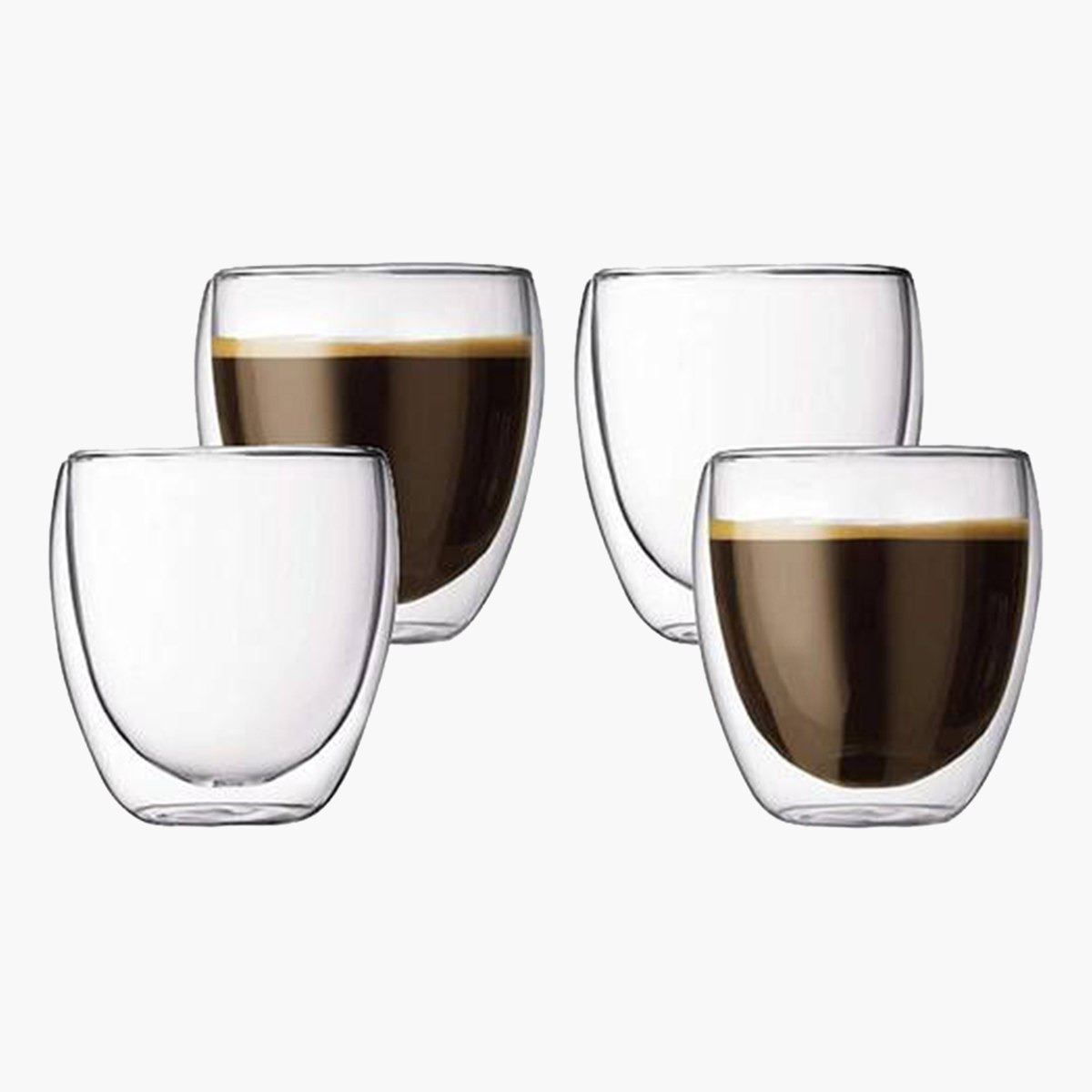 طقم أكواب من زجاج البوروسيليكات بجدار مزدوج 4 قطع من نيو 80 مل-hbxhomeware-hbxkitchen-image-1