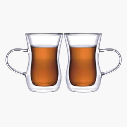 Neo Double Wall 2-Piece Borosilicate Glass Mug Set - 100 ml-Coffee and Tea Sets-image-3