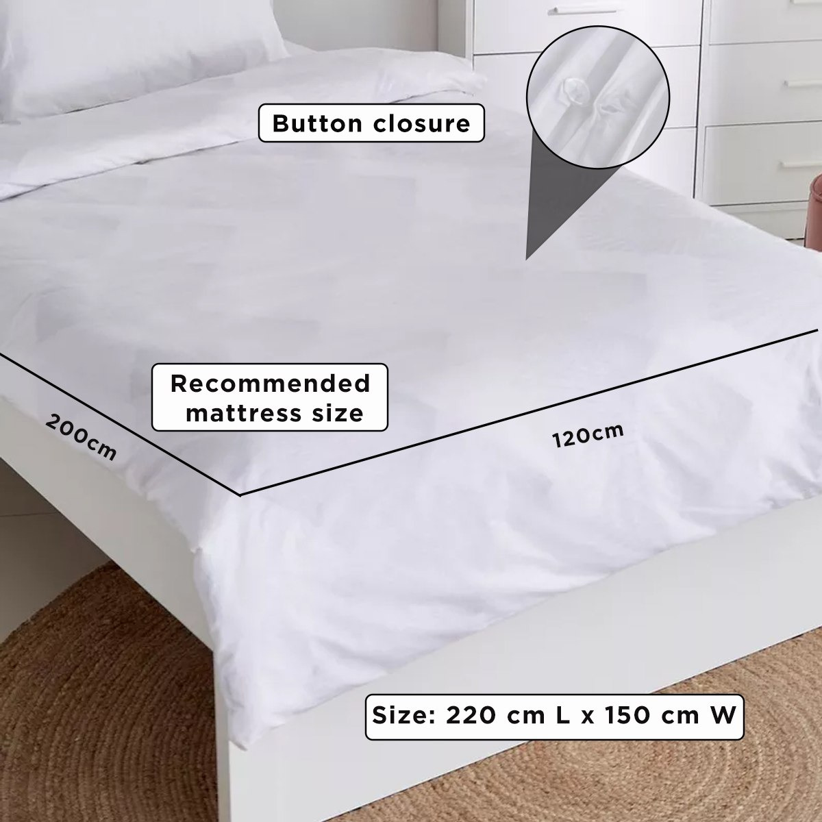 Wellington 3-Piece Solid Twin Cotton Duvet Cover Set - 150x220 cm-hbxhomeware-bedding-duvetcovers-image-7